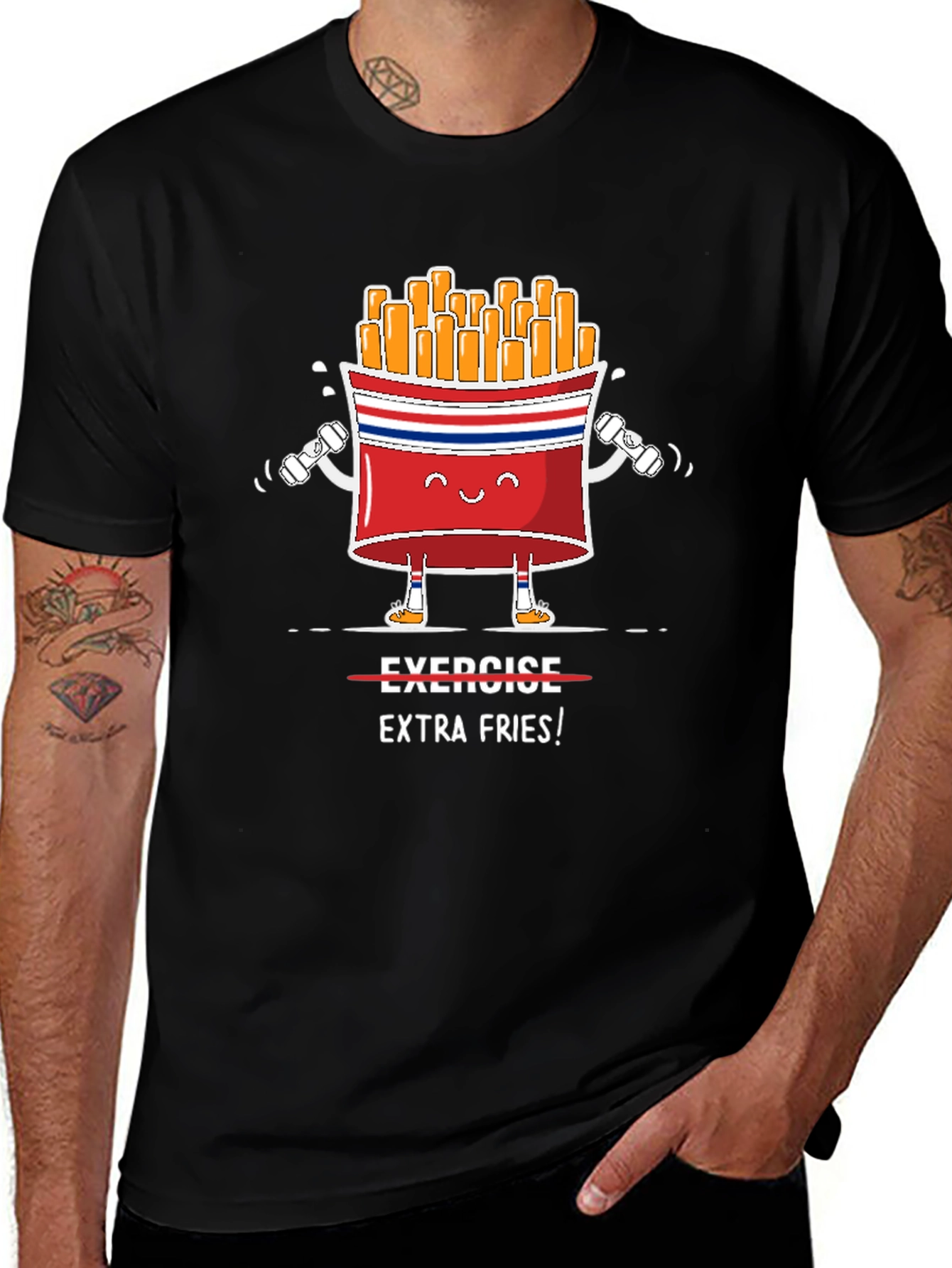 Variant 25 of Exercise Extra Fries Graphic Tee Shirt