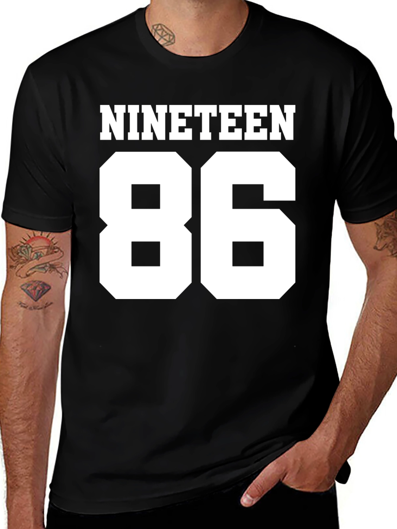 Nineteen 86 Black Tee - Retro Style