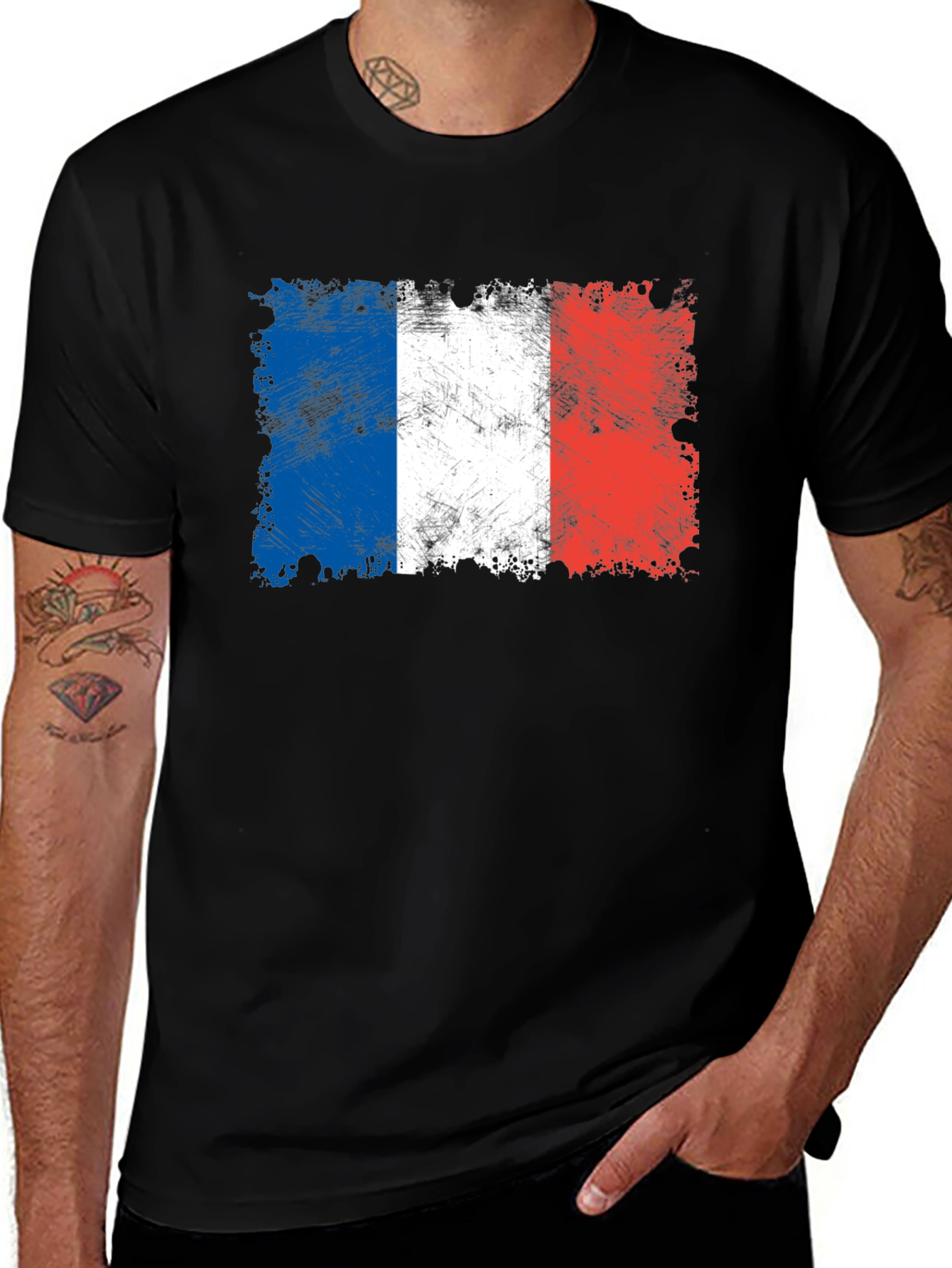 Variant 24 of France Flag T-Shirt: Distressed Graphic Tee