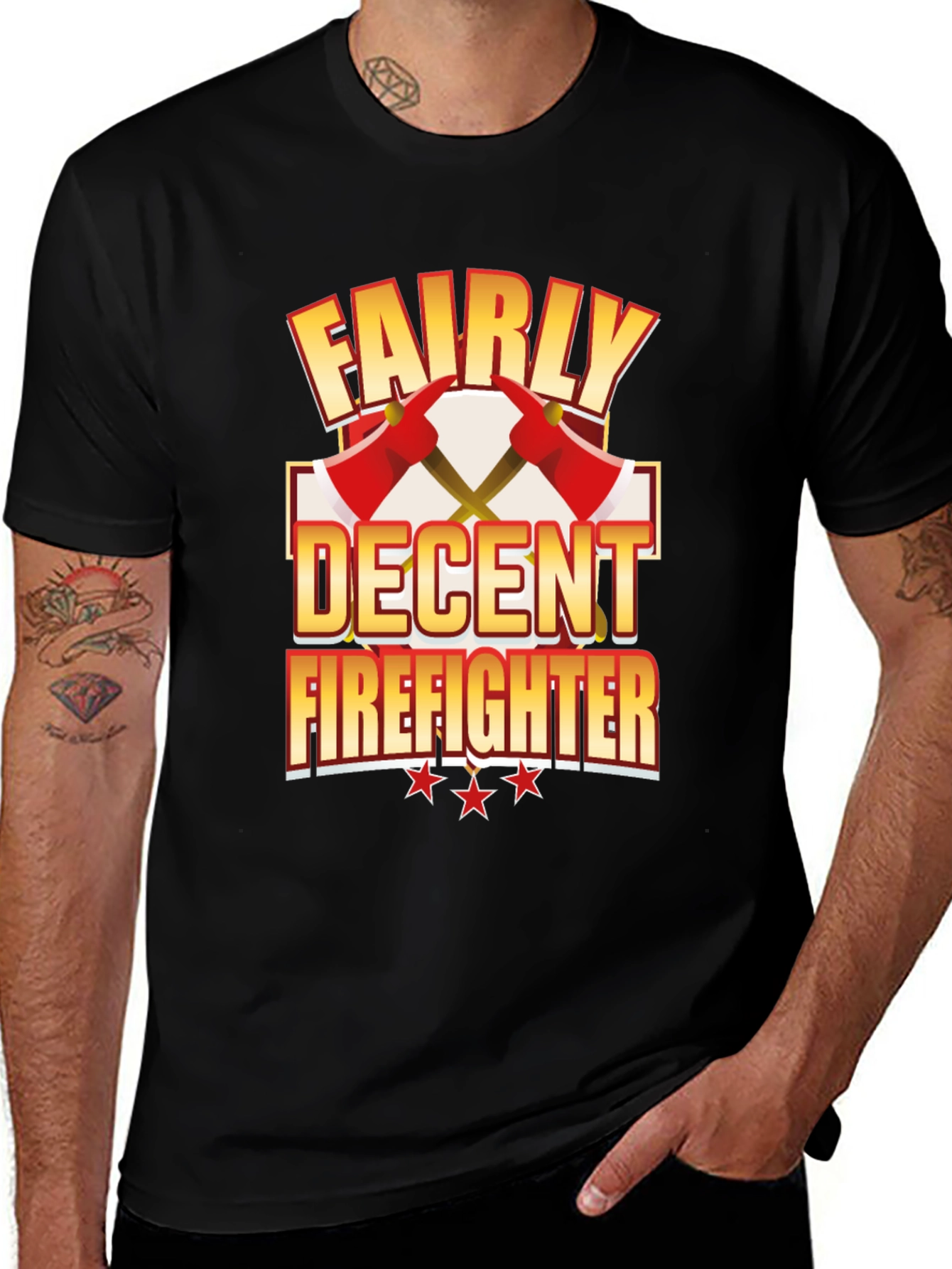 Variant 5 of Fairly Decent Firefighter Black T-Shirt