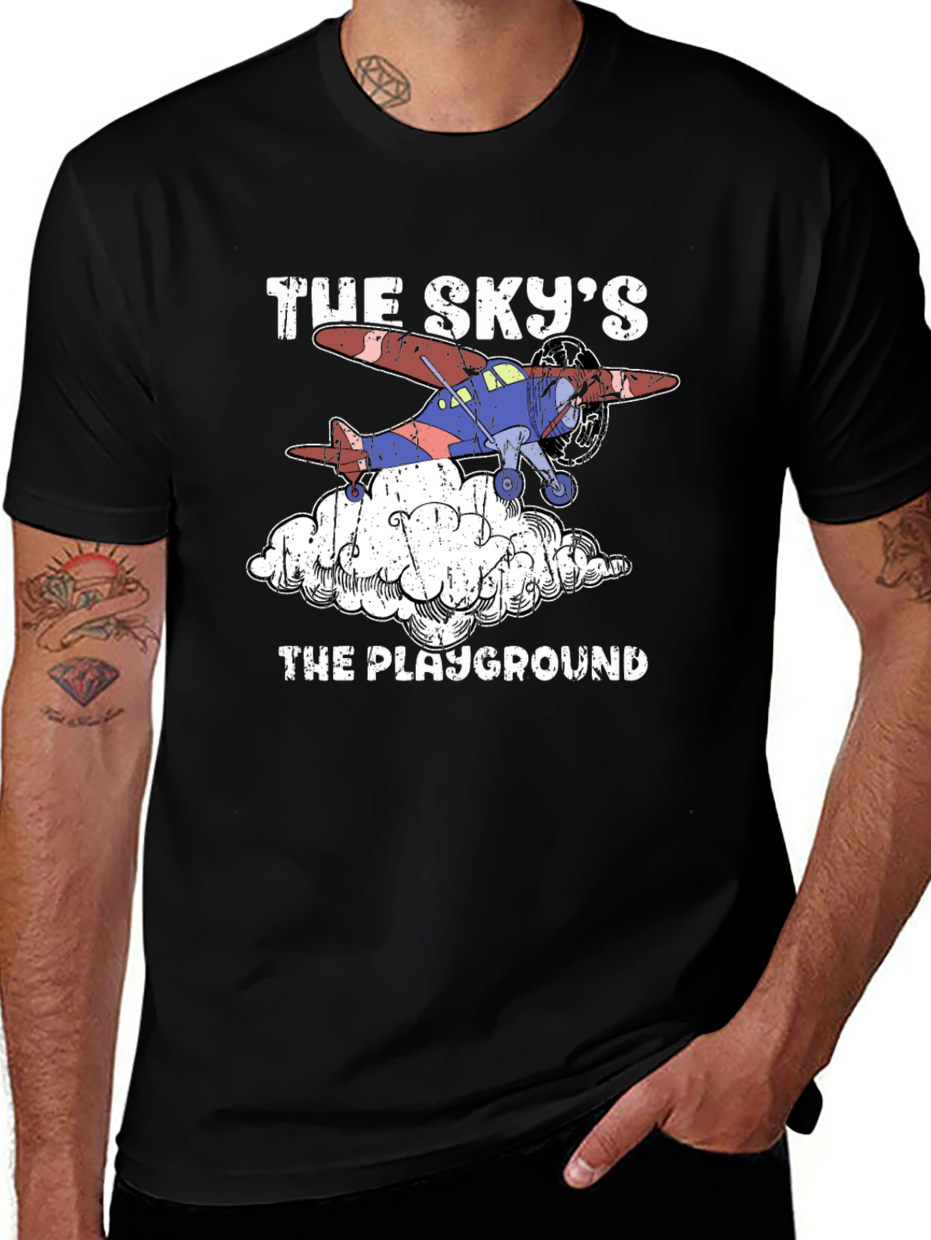 The Sky's The Playground Black Graphic T-Shirt
