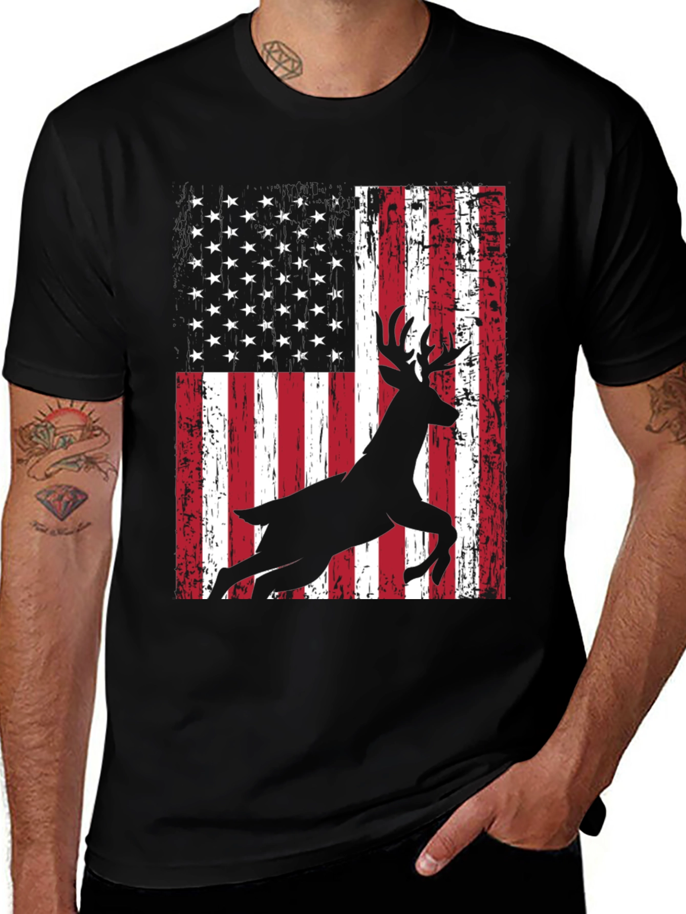 Variant 22 of American Flag Deer Graphic T-Shirt