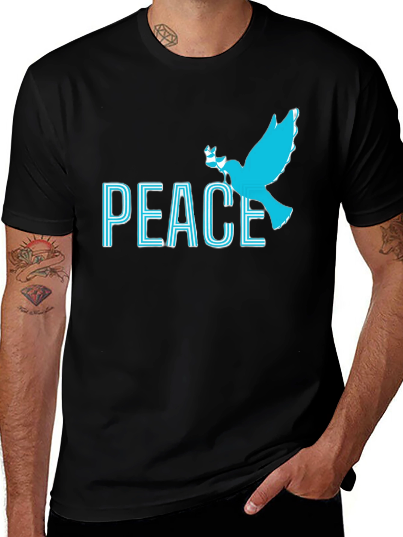 Variant 21 of Peace Dove Graphic Tee - Soft Black Cotton Blend