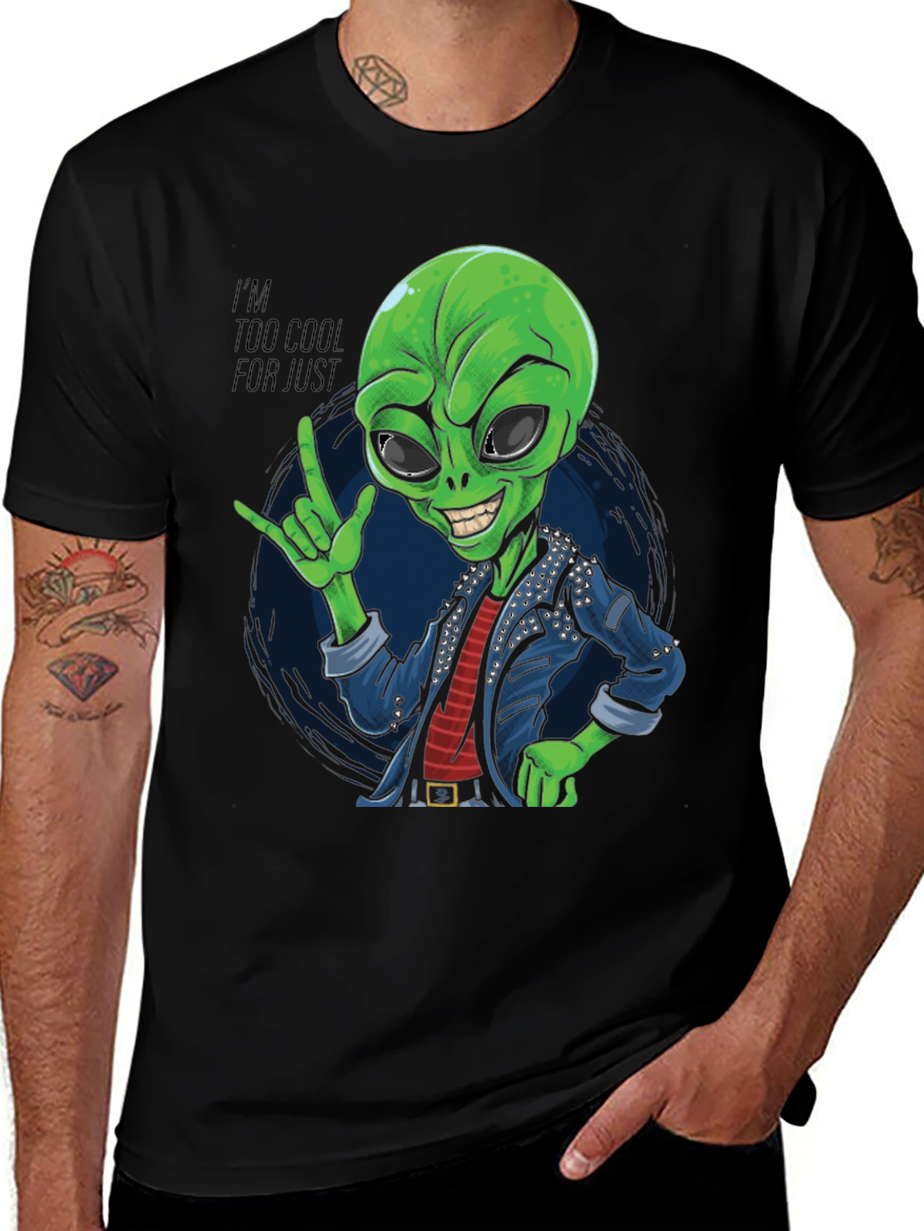 Variant 9 of Cool Alien Graphic T-Shirt - Black