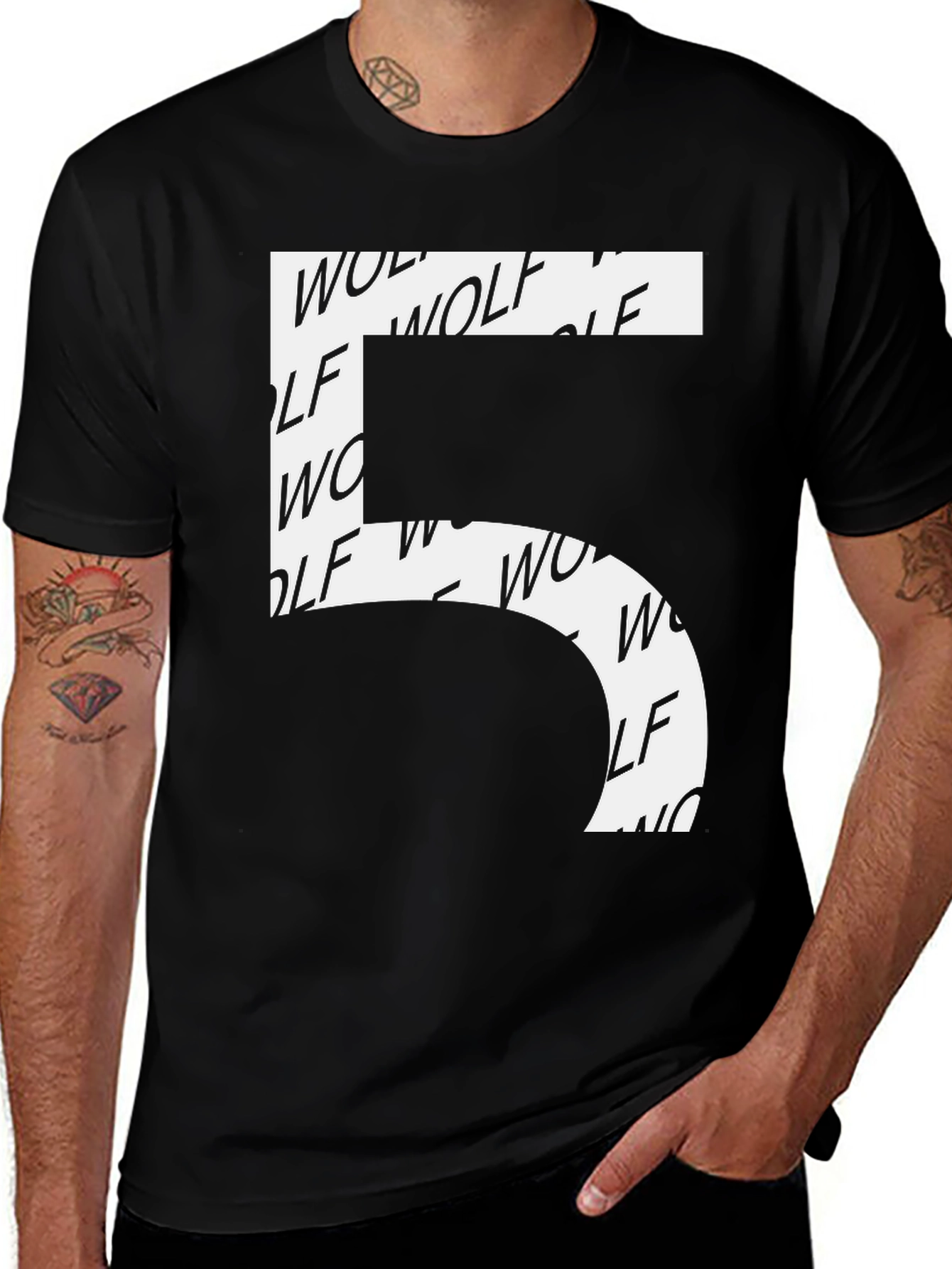 Variant 19 of Wolf Graphic Print Black T-Shirt