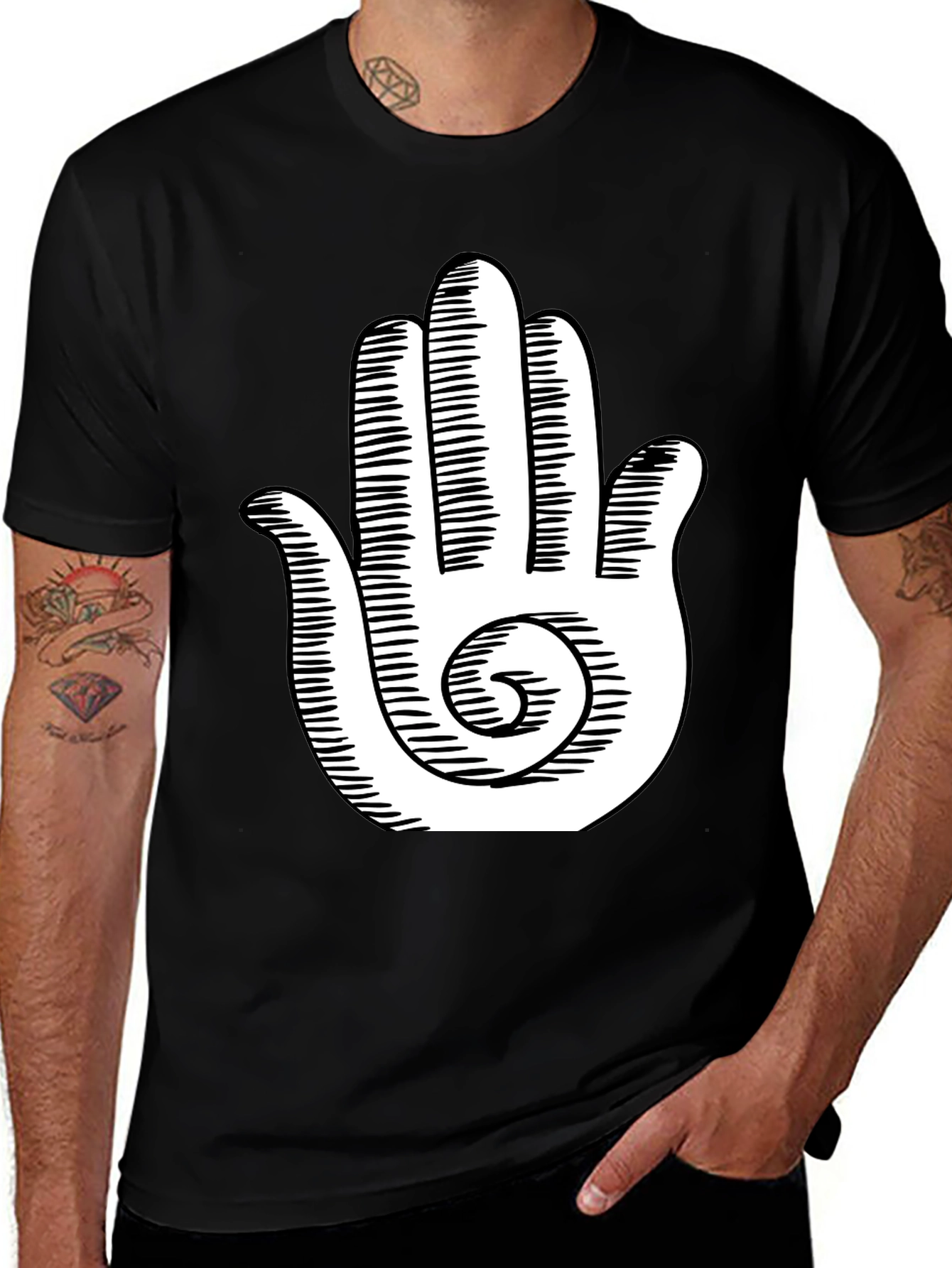 Variant 11 of Hand Spiral Graphic Tee - Relaxed Fit Cotton Shirt