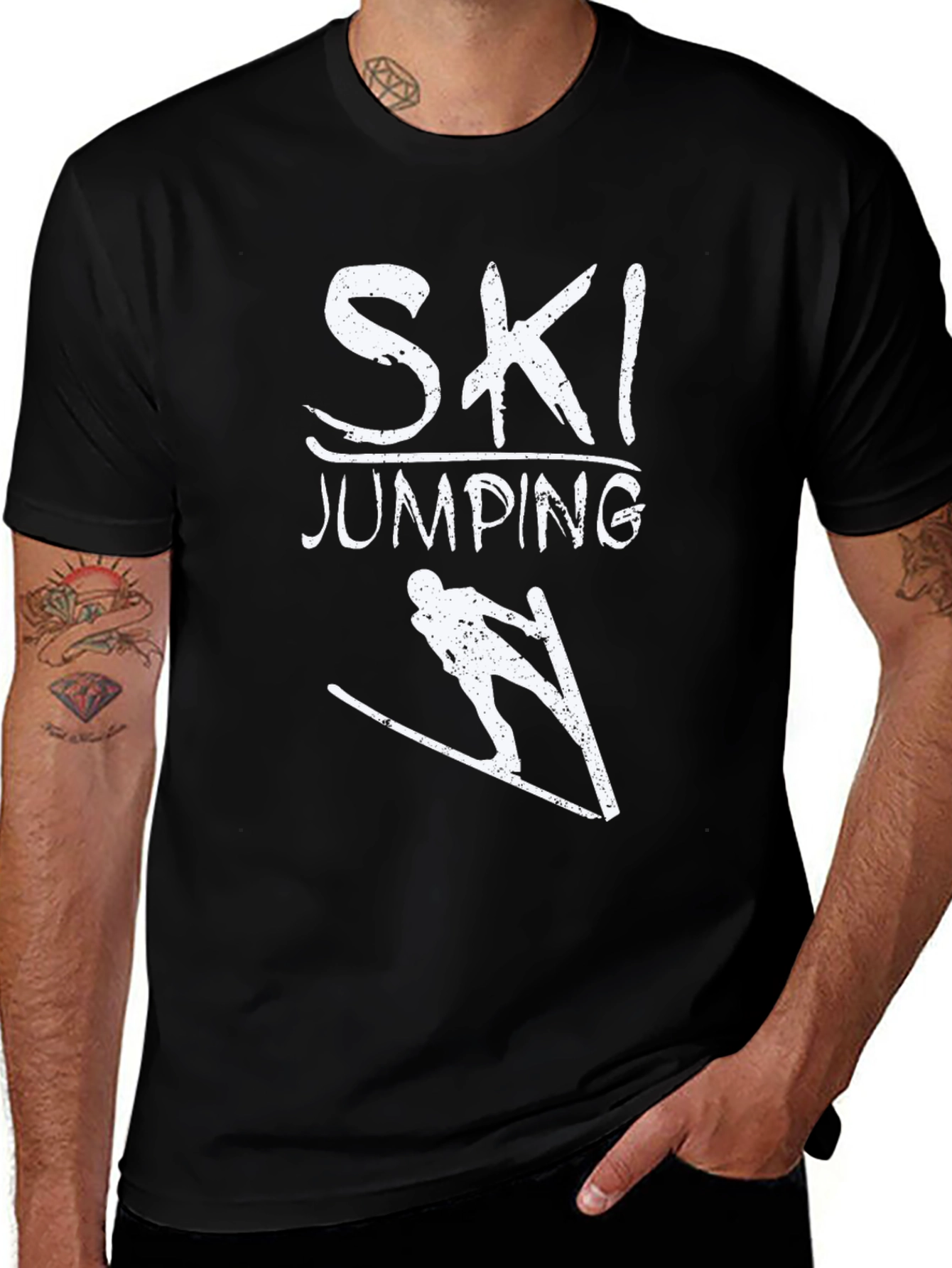 Ski Jumping Graphic Tee - Sporty Casual Style