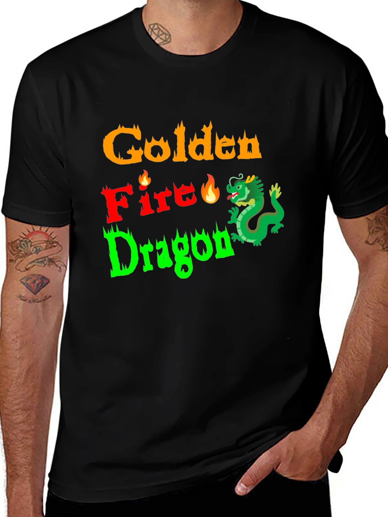 Variant 9 of Golden Fire Dragon Graphic Tee