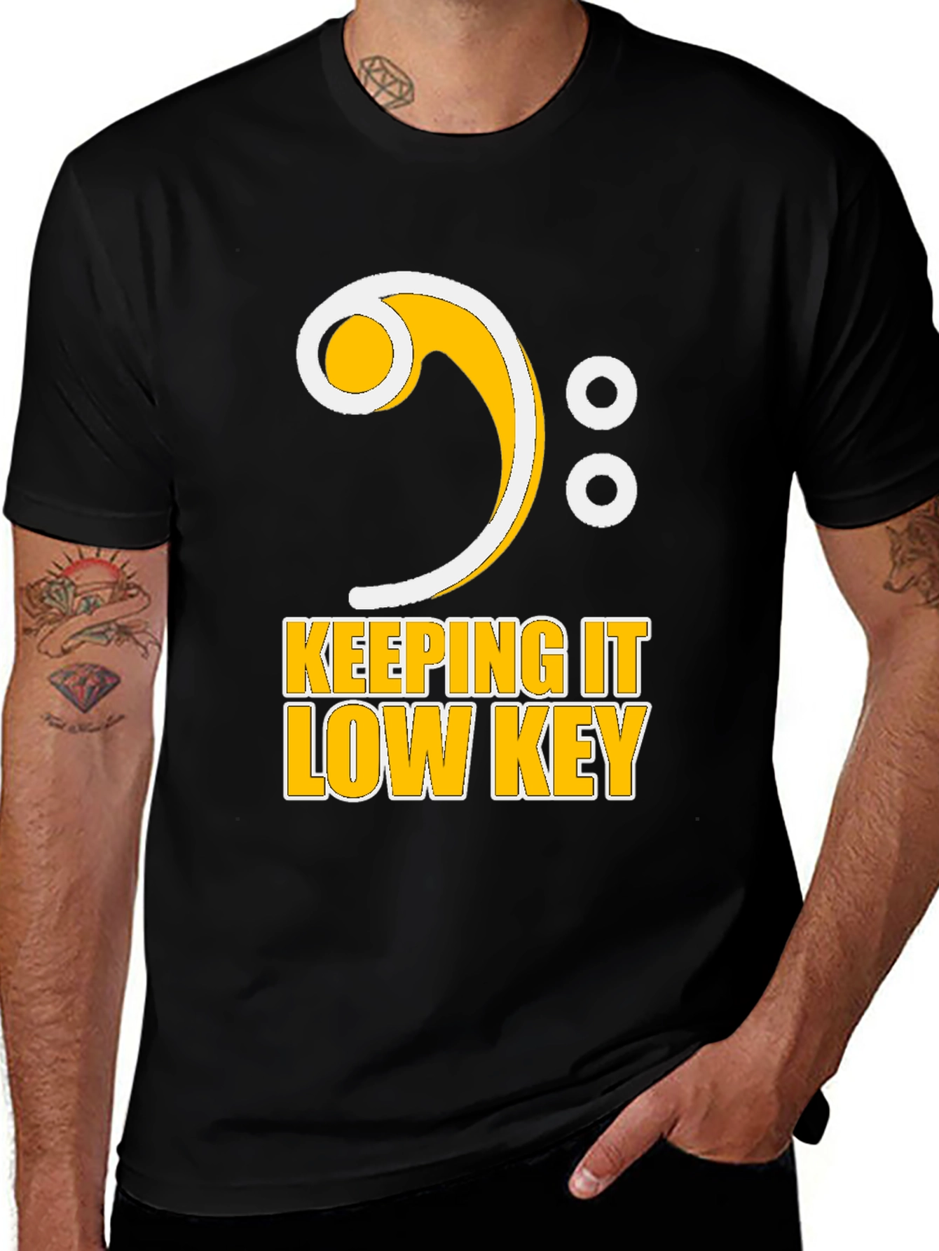 Variant 7 of Keeping It Low Key Bass Clef Music T-Shirt