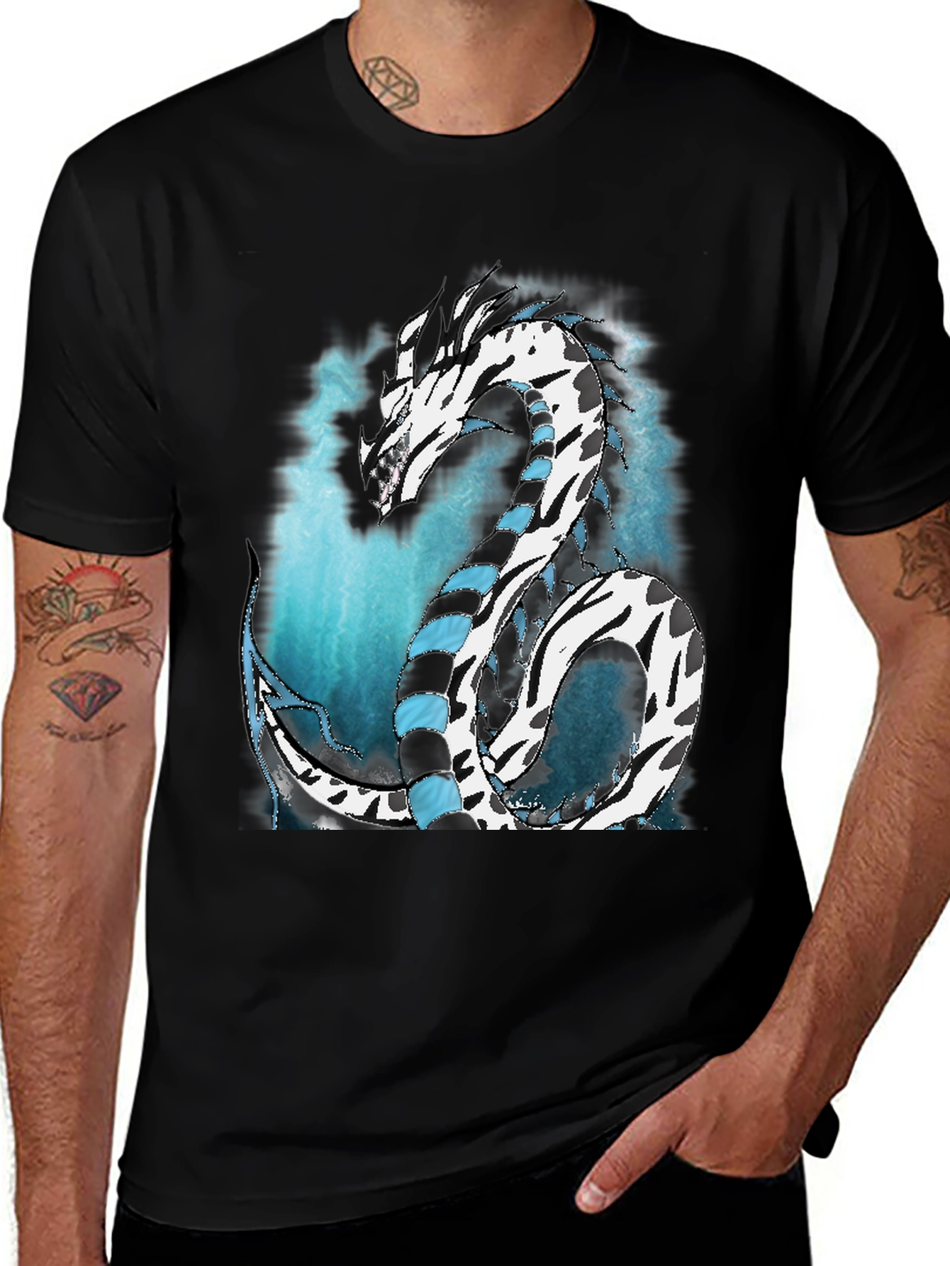 Dragon Graphic Tee - Black Cotton Blend