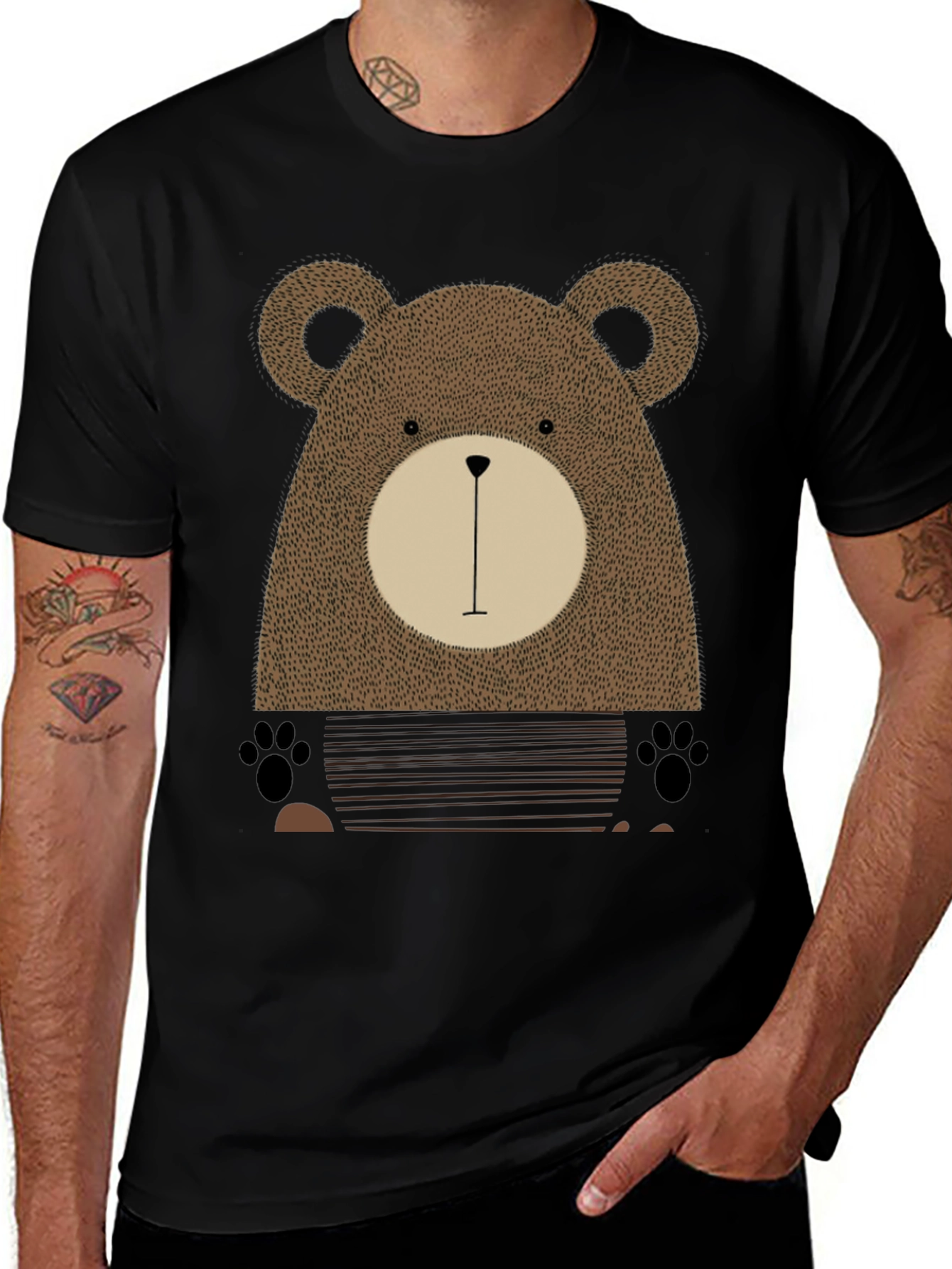 Variant 19 of Cute Bear Graphic Print Black T-Shirt
