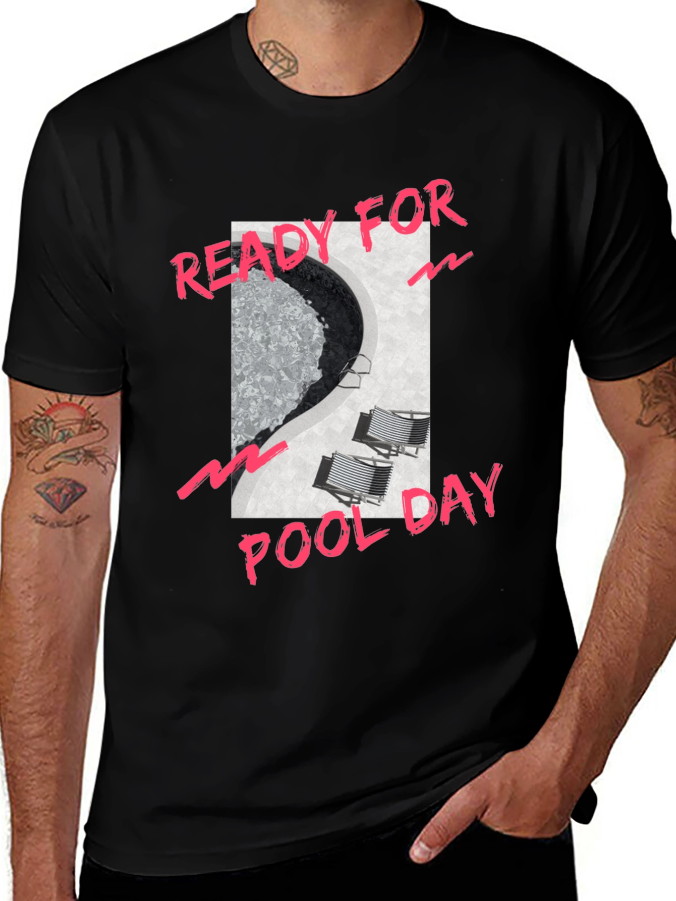Variant 30 of Ready for Pool Day T-Shirt - Black Graphic Tee