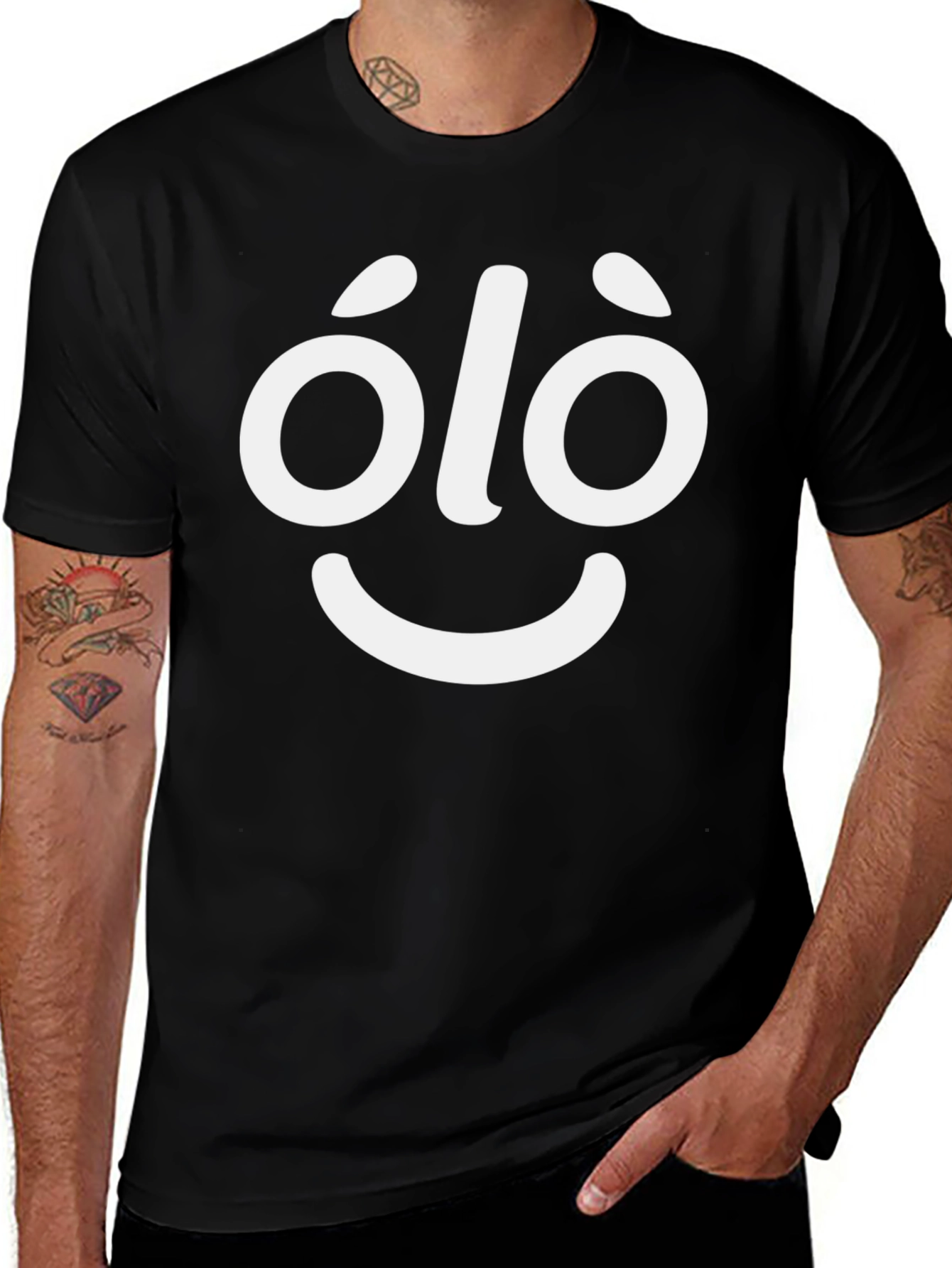 Variant 24 of Funny Olo Face Graphic Tee - Black Cotton Blend T-Shirt