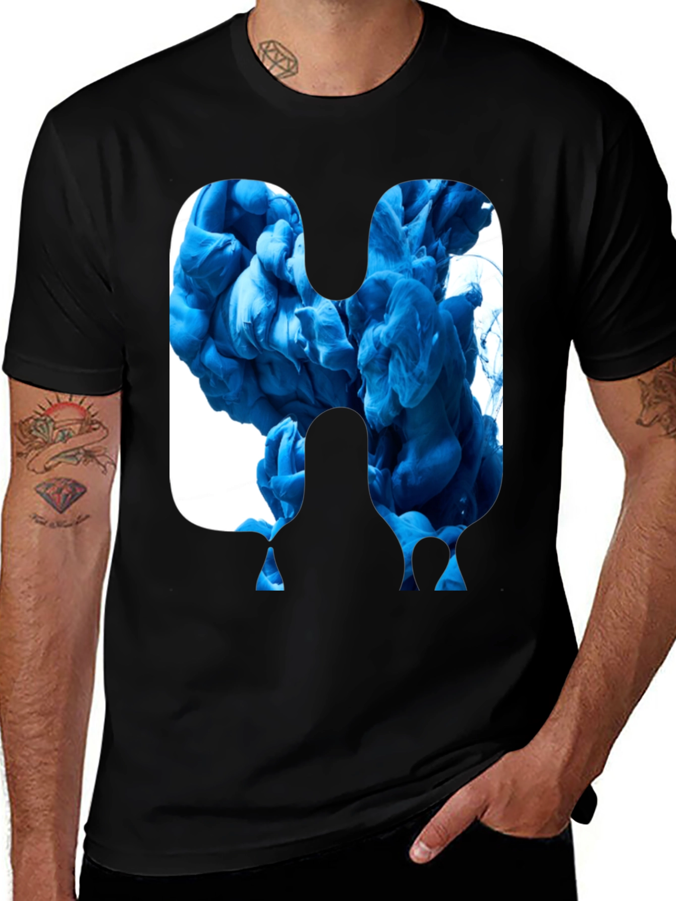 Variant 27 of Abstract Blue Ink Graphic Tee