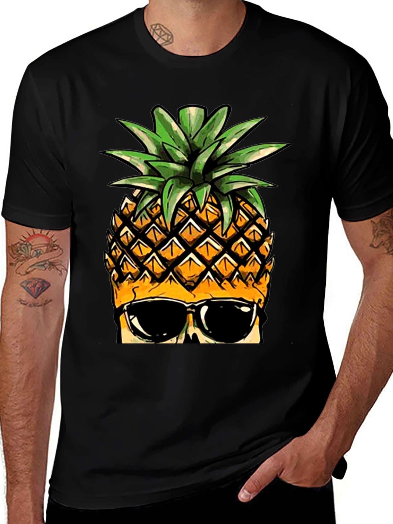 Variant 14 of Cool Pineapple Graphic Tee - Black T-Shirt