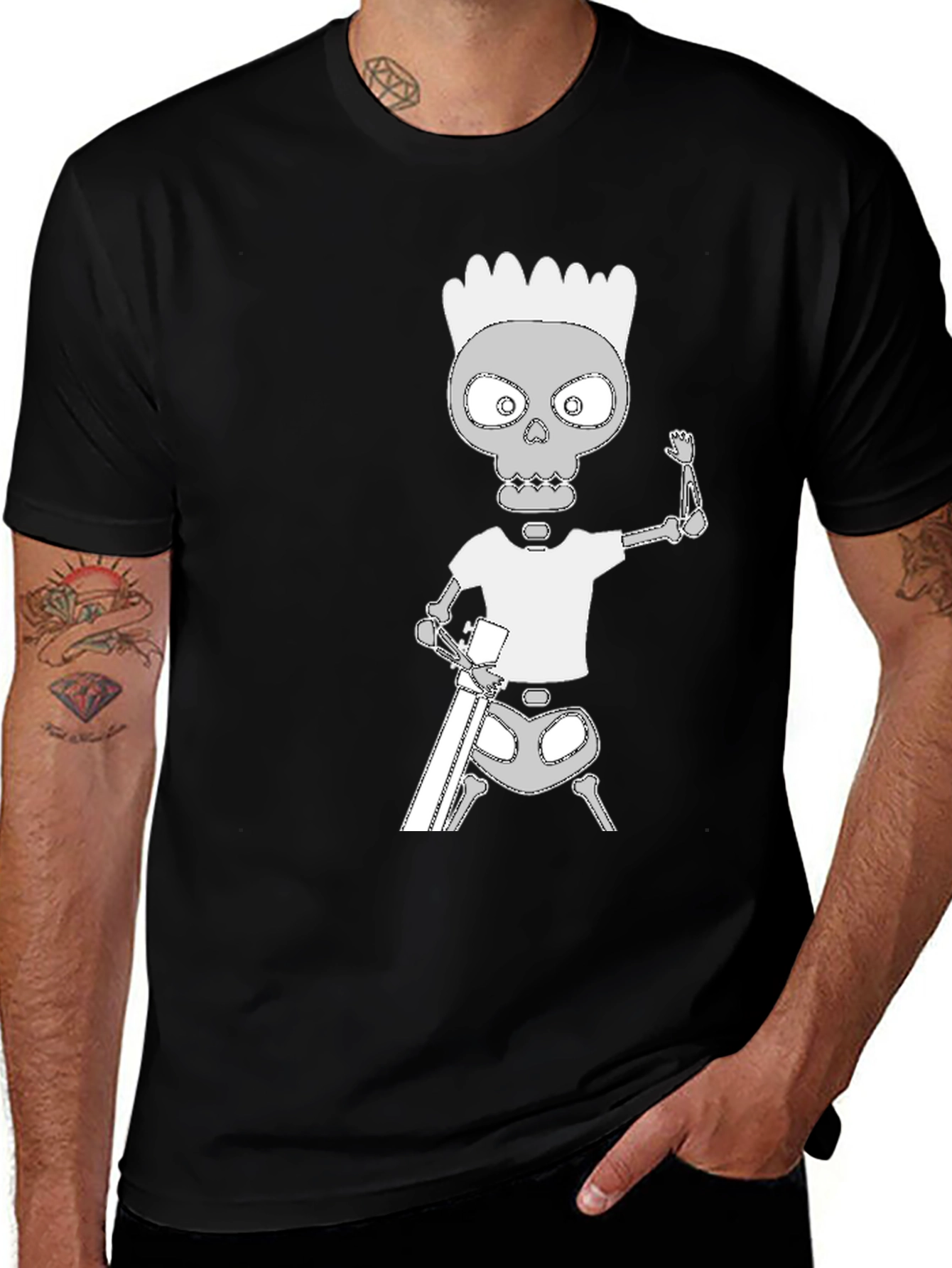 Variant 27 of Skeleton Bart Simpson Graphic Tee - Black