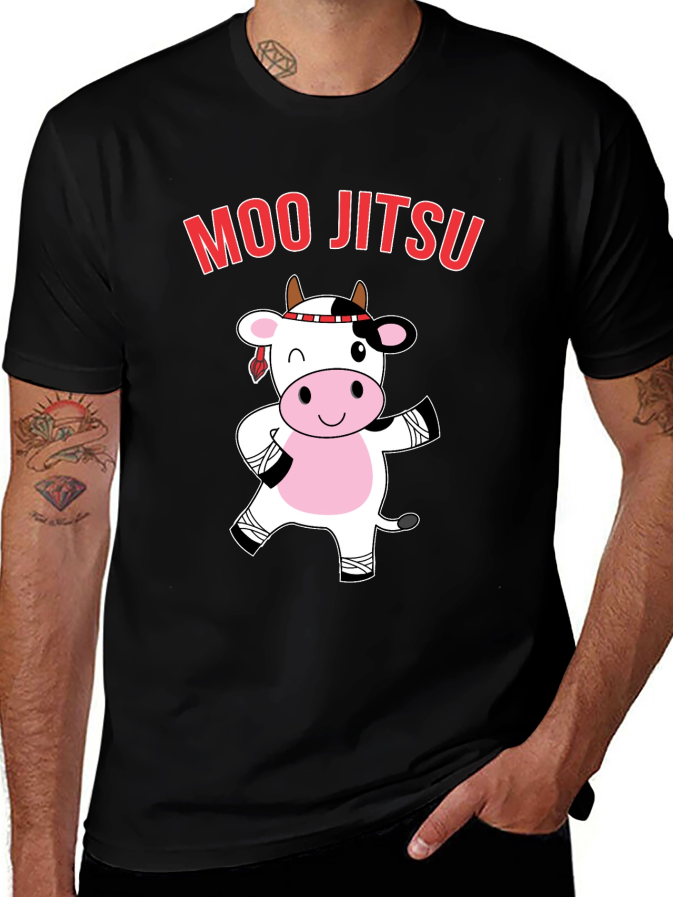 Variant 16 of Moo Jitsu T-Shirt - Cute Cow Martial Arts Tee