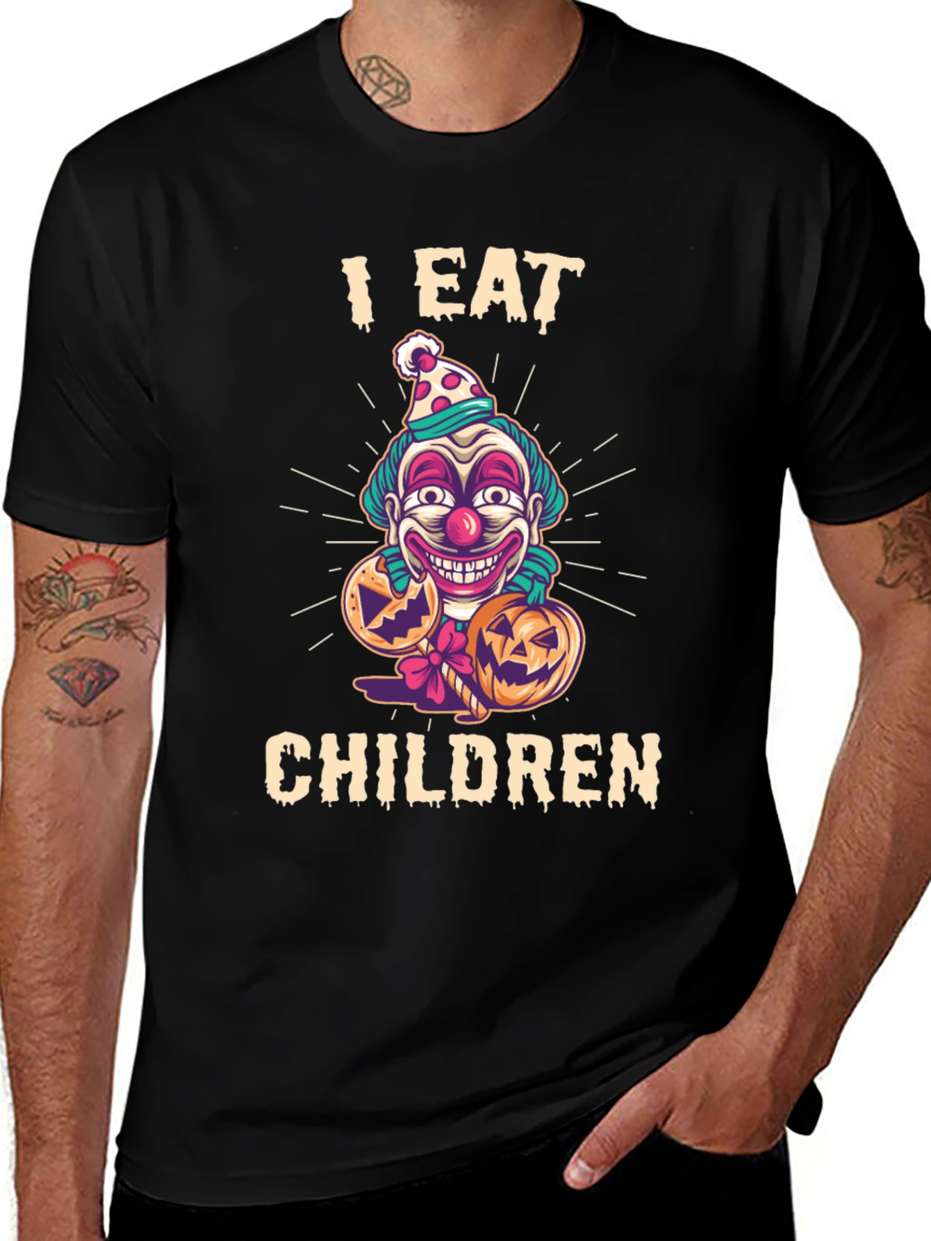 Black I Eat Children Clown Halloween T-Shirt main image