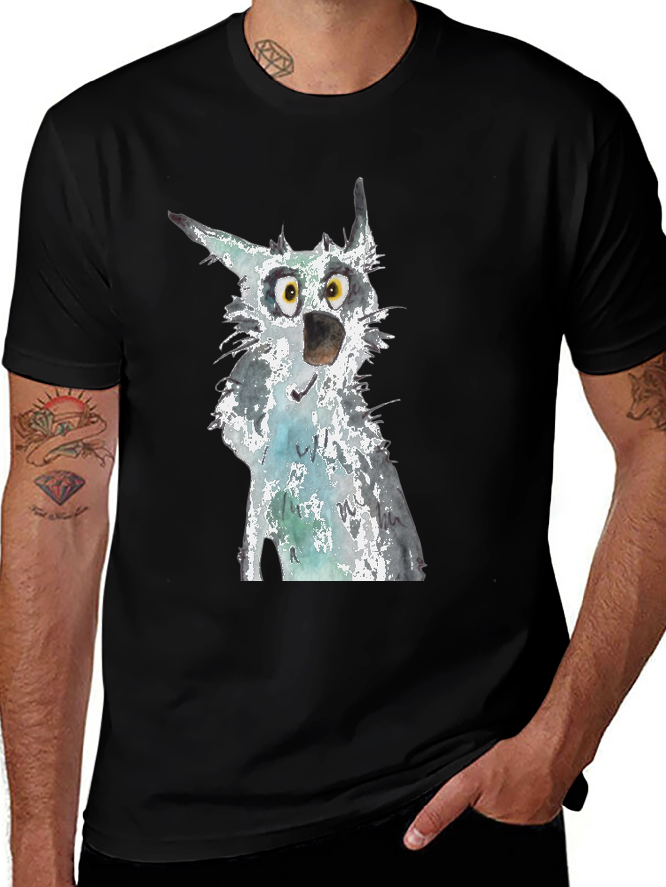 Variant 9 of Whimsical Wolf Graphic Tee - Unique Animal Art Shirt