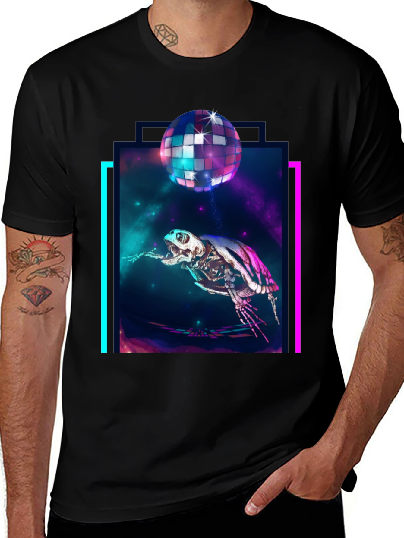 Variant 26 of Cosmic Turtle Skeleton Disco Party T-Shirt