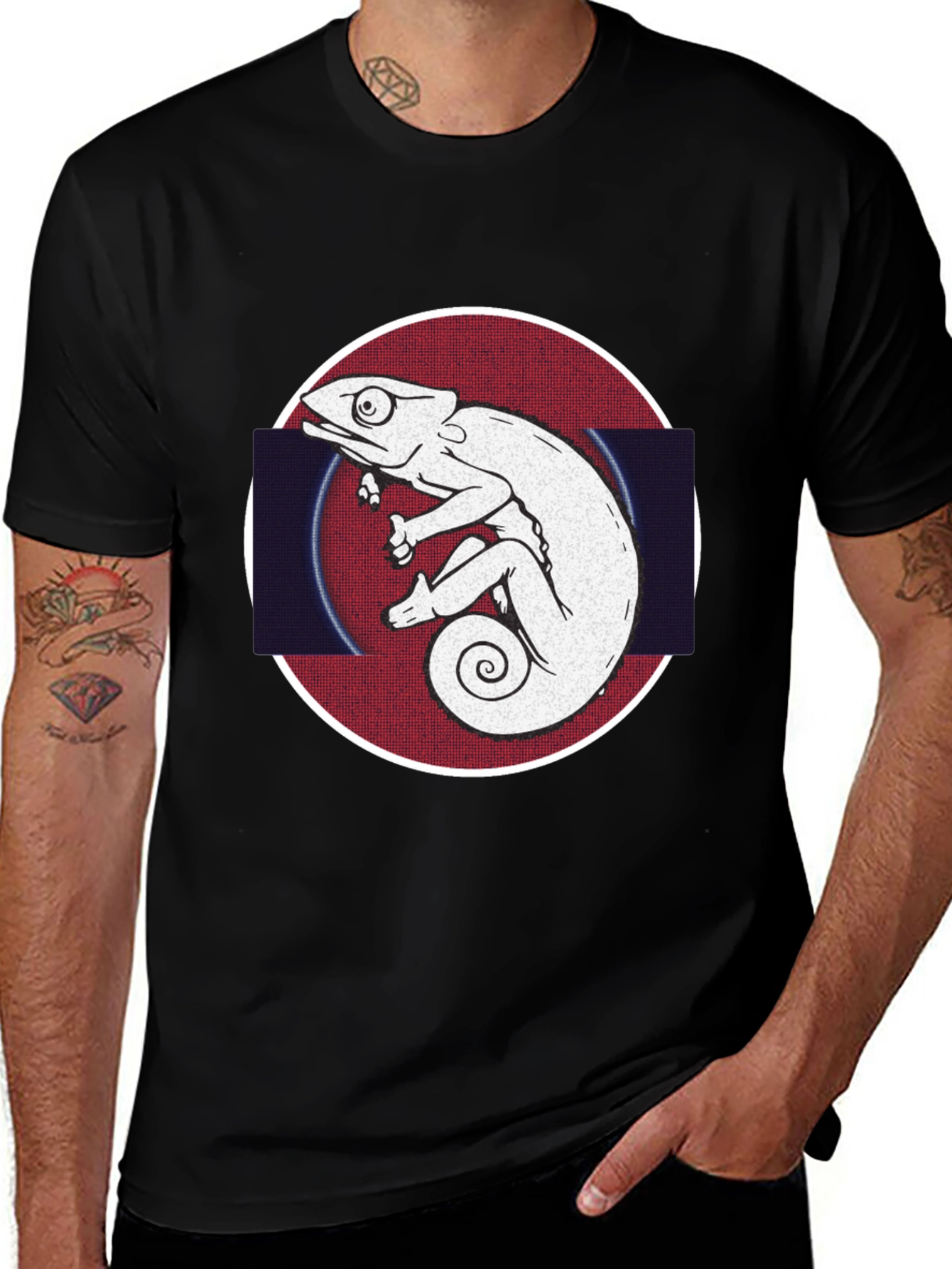 Variant 15 of Chameleon Graphic Tee - Unique Circle Design