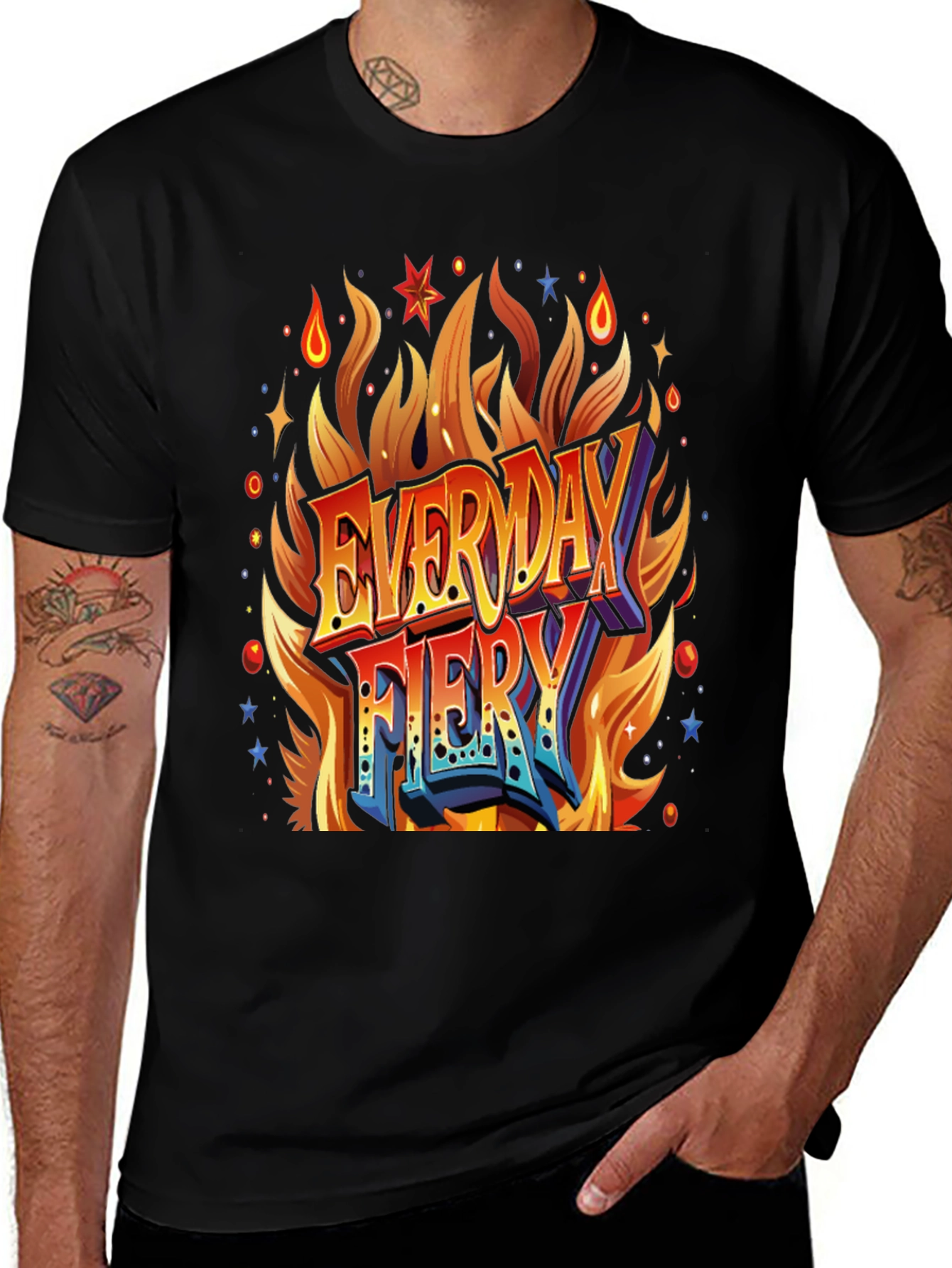 Variant 6 of Everyday Fiery Graphic Tee - Bold Flame Design
