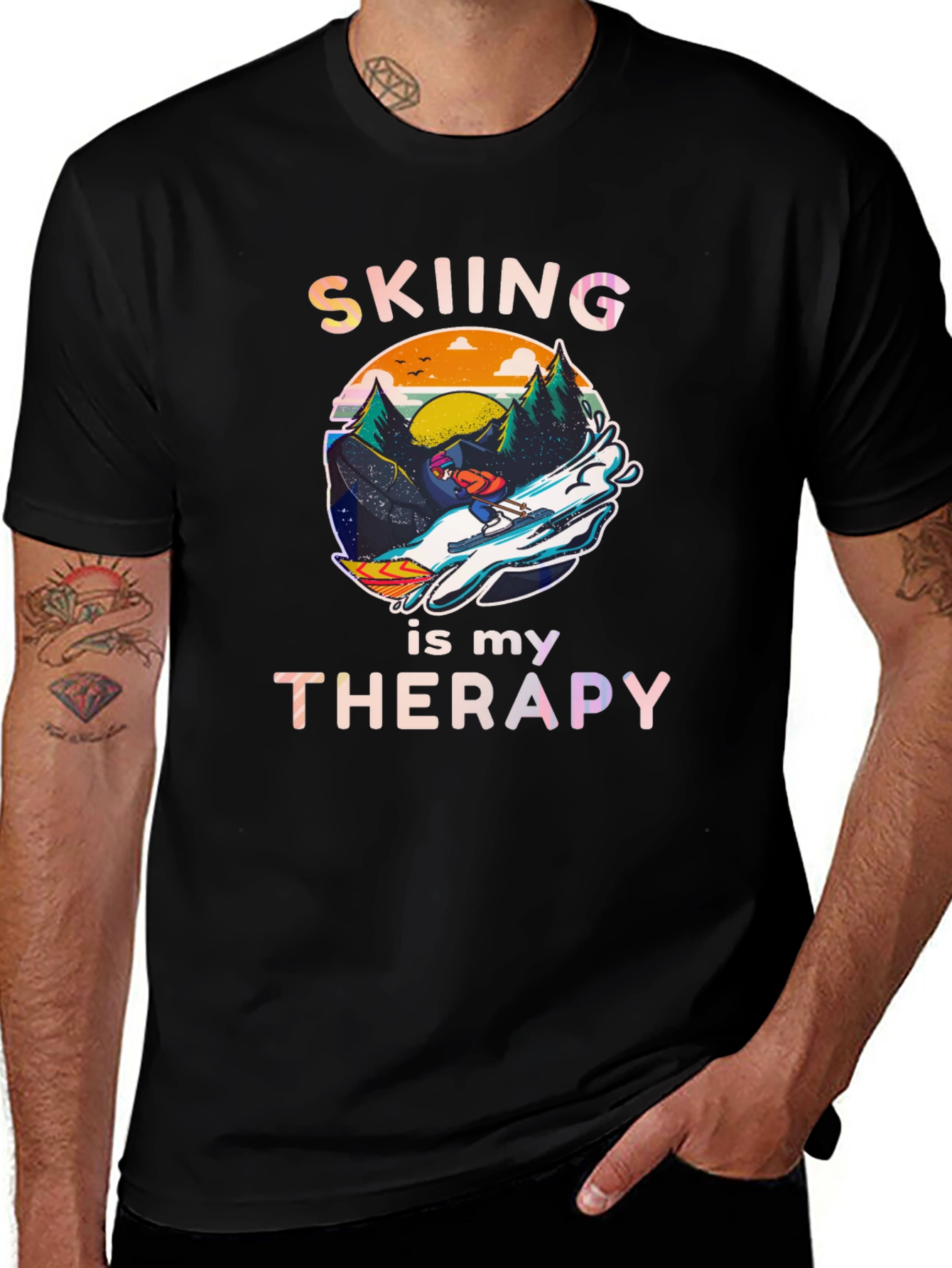 Variant 9 of Skiing is My Therapy Graphic Tee