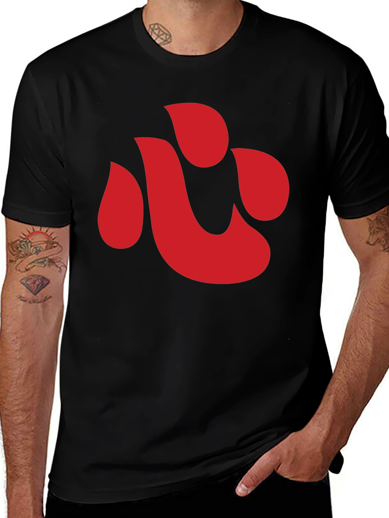 Variant 4 of Red Symbol Black T-Shirt - Casual Style