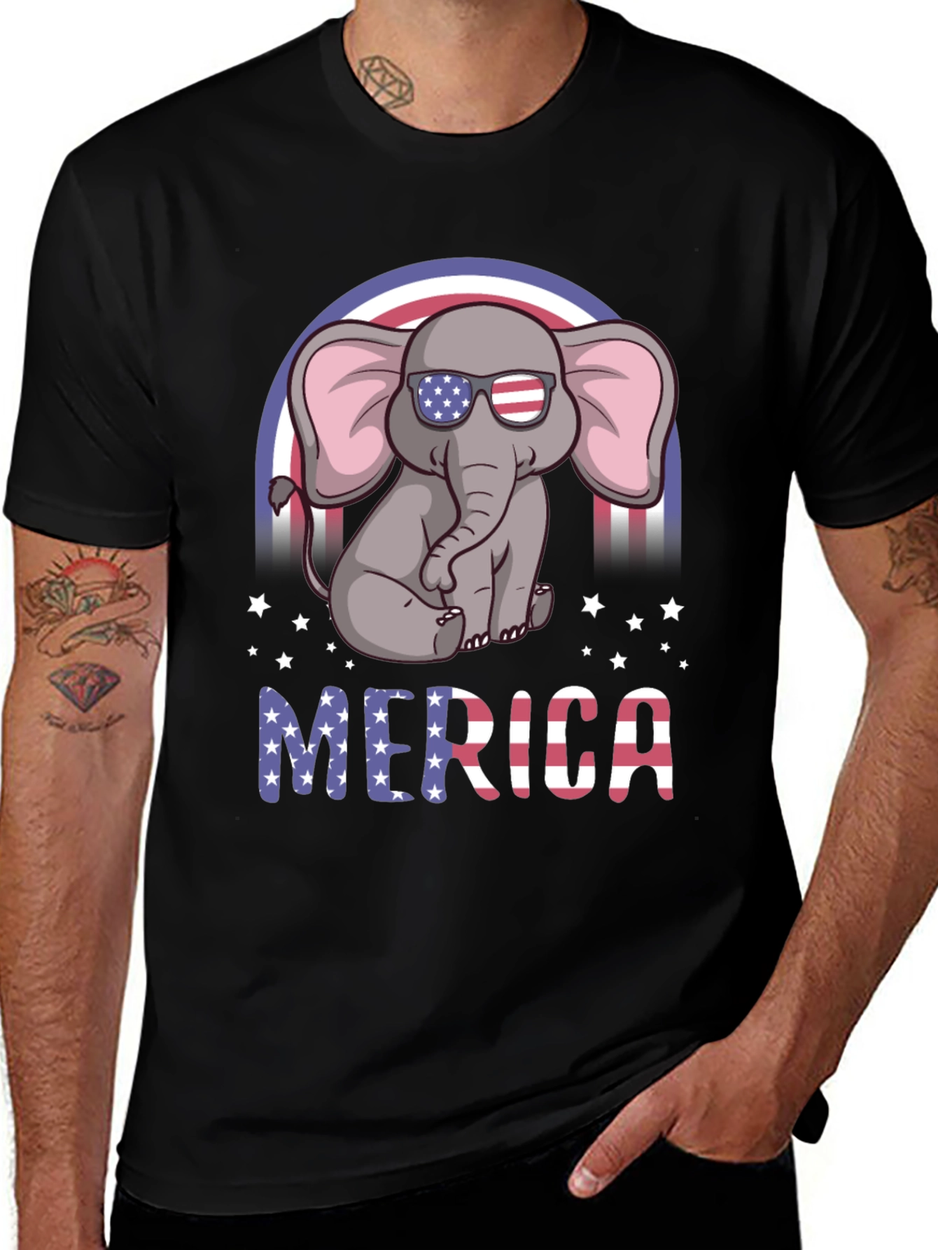 Variant 16 of Patriotic Elephant T-Shirt