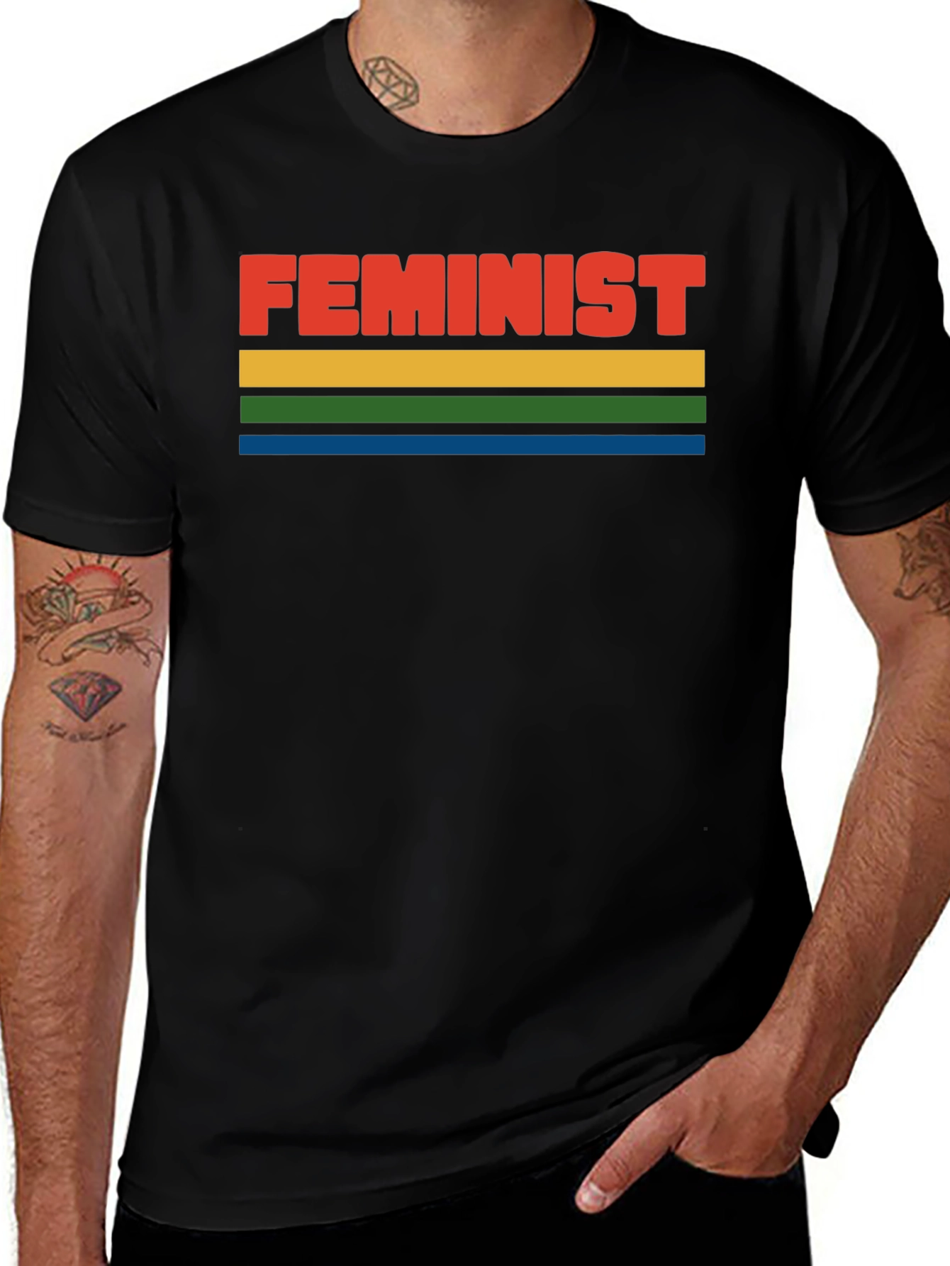 Variant 20 of Feminist Retro Style Striped T-Shirt