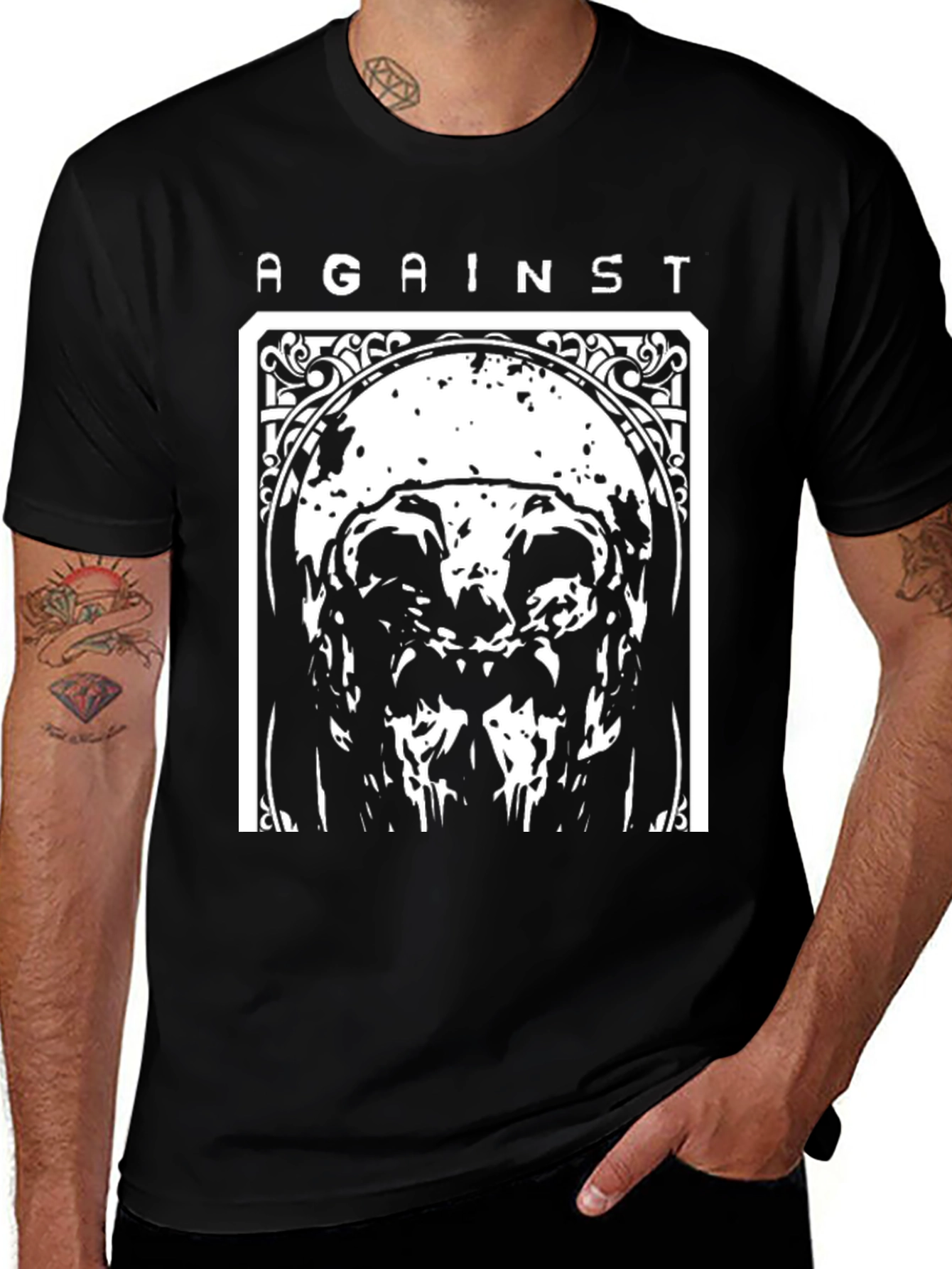 Variant 9 of Against T-Shirt Black Skull Graphic Print
