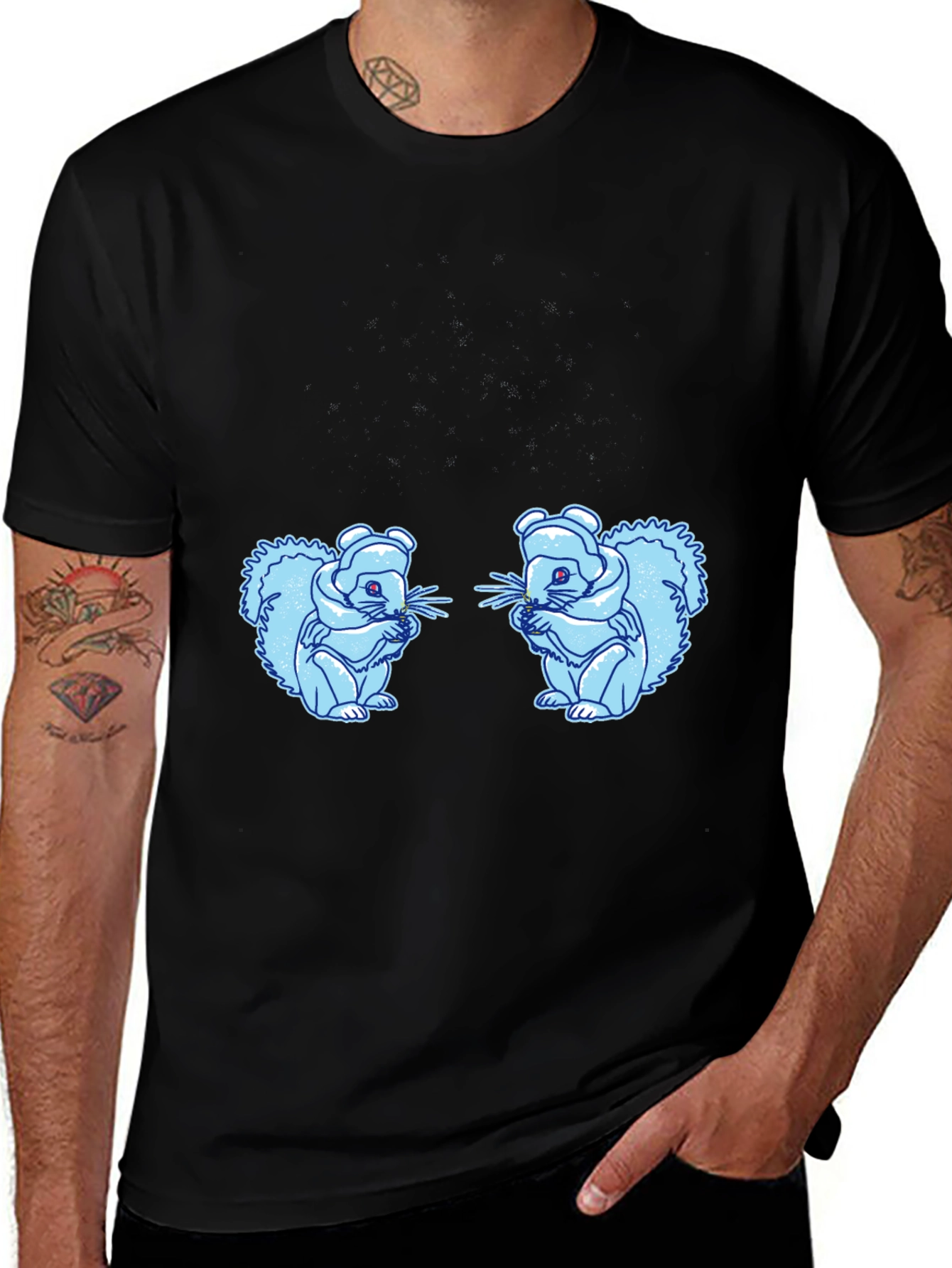 Variant 11 of Squirrel T-Shirt - Black Cotton Tee with Cute Design