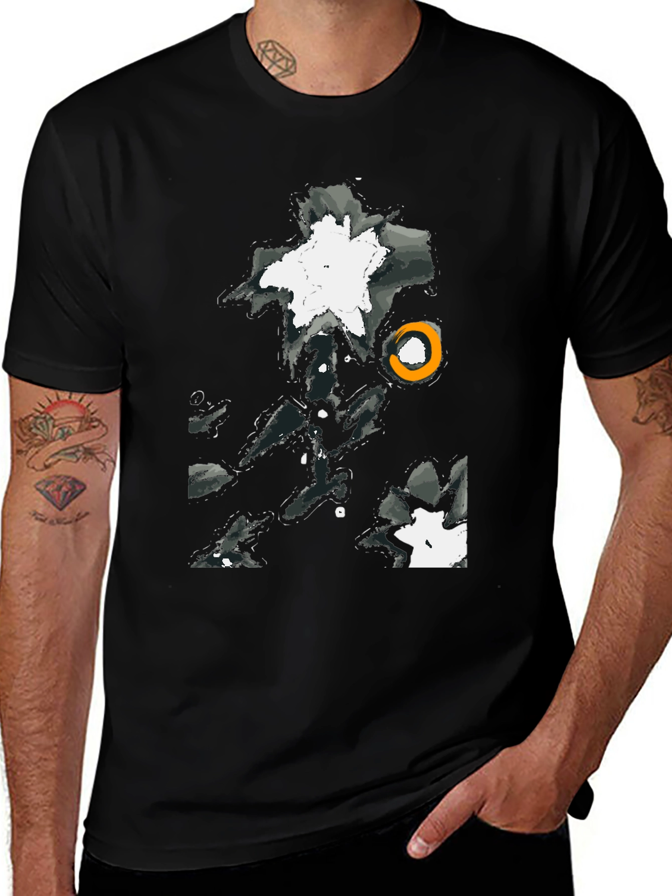 Variant 27 of Abstract Graphic Print Black T-Shirt