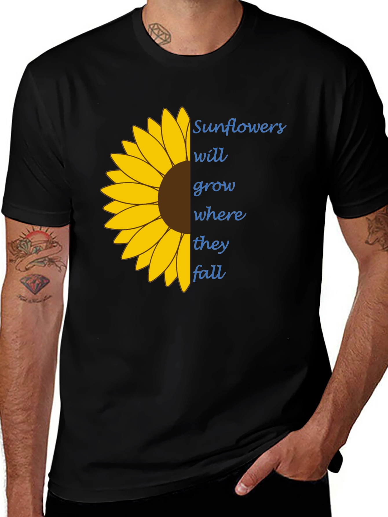 Variant 24 of Sunflower Graphic Tee - "Grow Where They Fall" T-Shirt