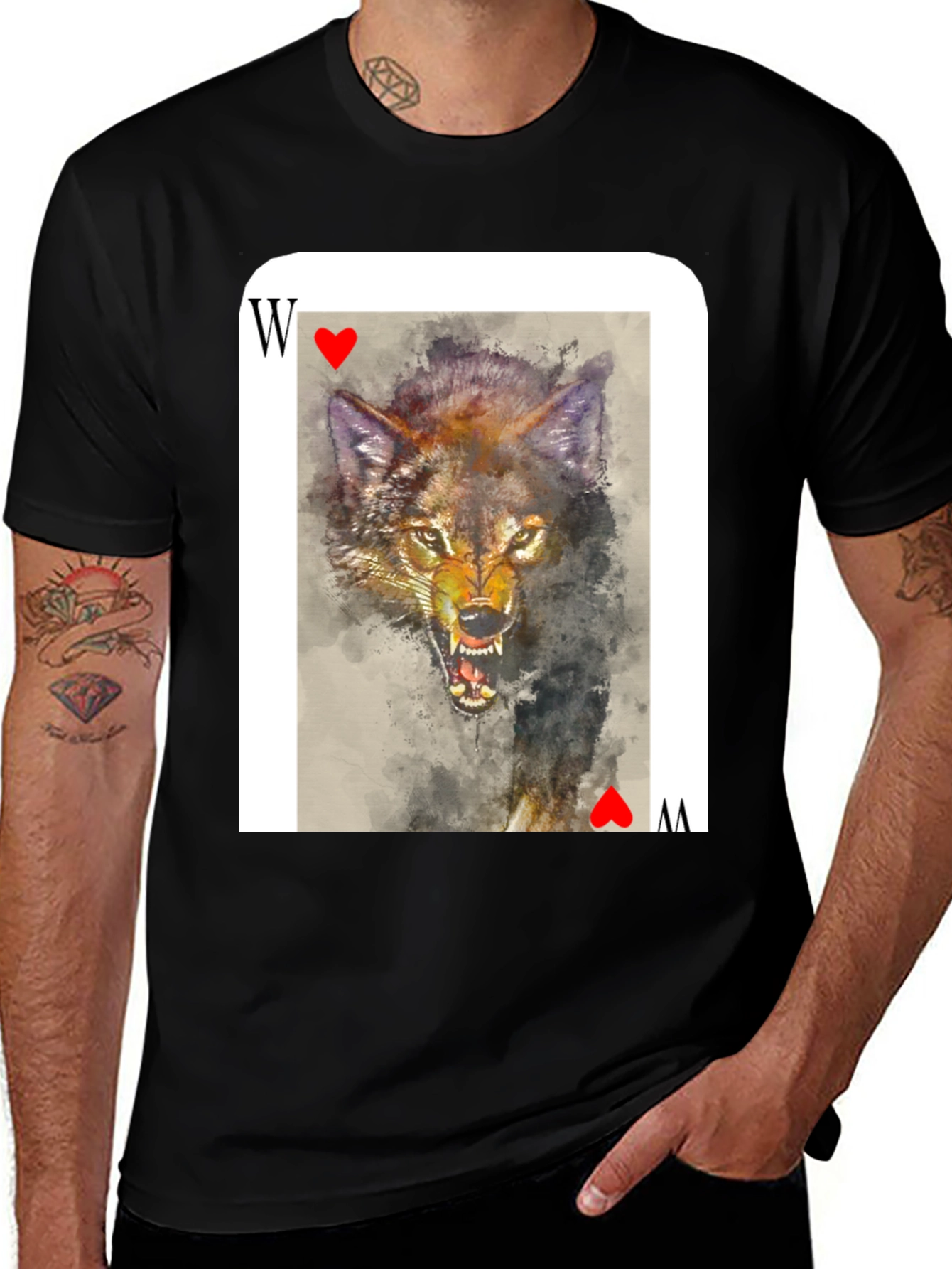 Variant 11 of Wolf Card T-Shirt - Unique Animal Graphic Tee