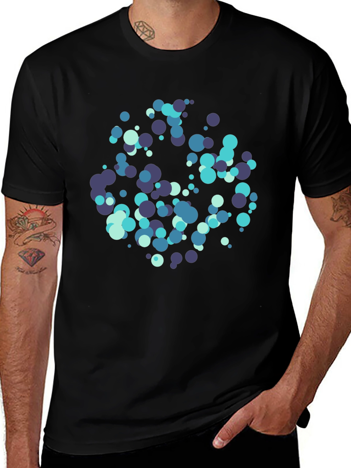 Variant 3 of Modern Circles Graphic Black T-Shirt