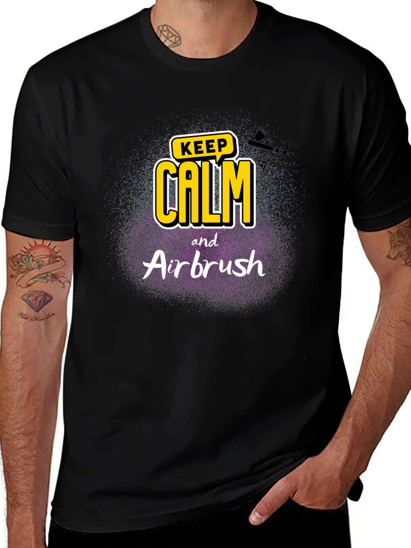 Variant 11 of Keep Calm & Airbrush Black T-Shirt