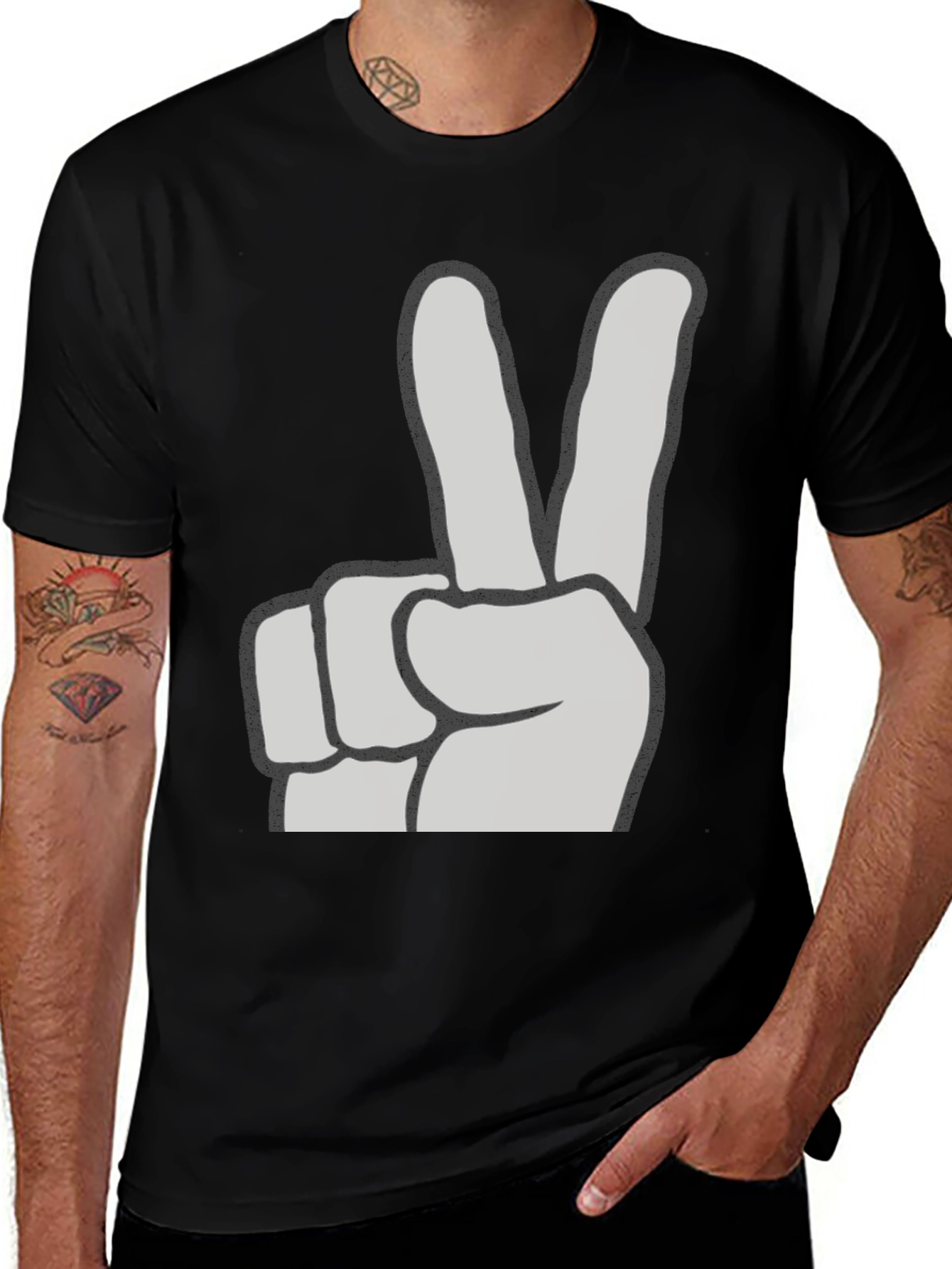 Variant 12 of Peace Sign Graphic T-Shirt - Classic Crew Neck Tee