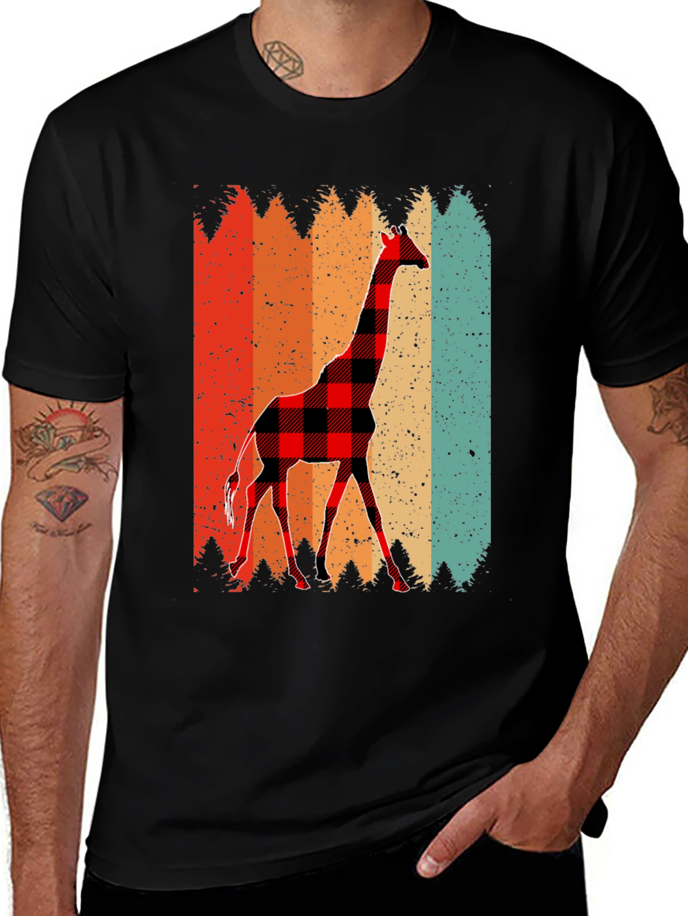 Variant 17 of Buffalo Plaid Giraffe Men's T-Shirt