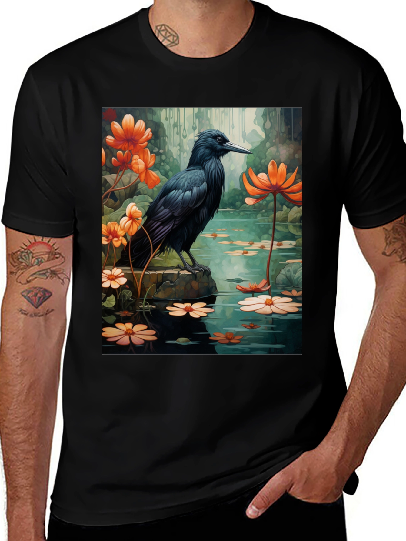 Variant 16 of Raven Pond T-Shirt - Nature Inspired Graphic Tee
