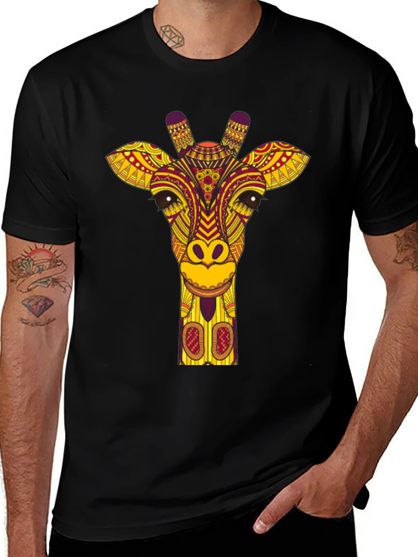 Giraffe Head Graphic Black T-Shirt