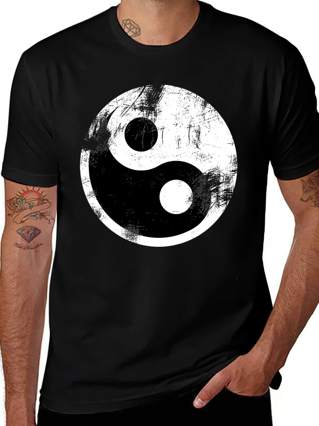 Yin Yang Graphic Tee - Distressed Print