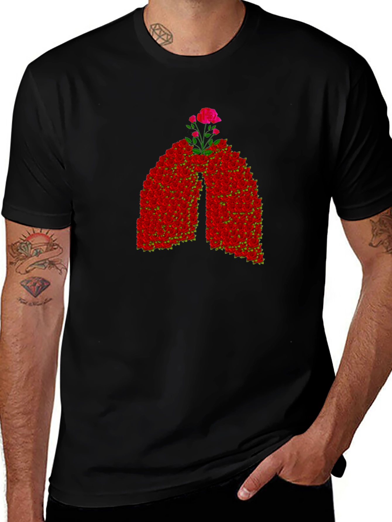 Variant 14 of Floral Lungs Graphic Tee - Black