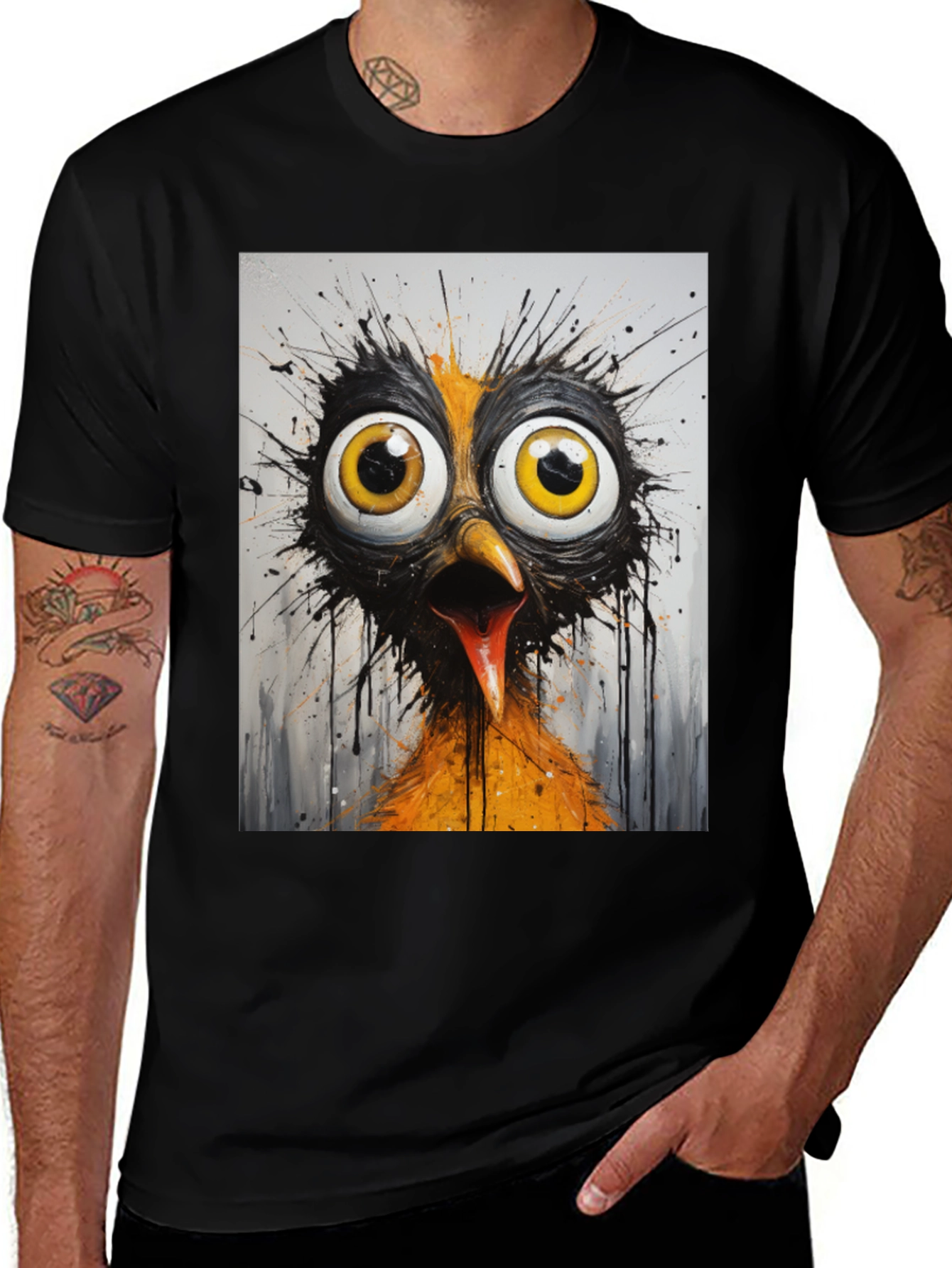 Variant 21 of Crazy Bird Graphic T-Shirt - Black