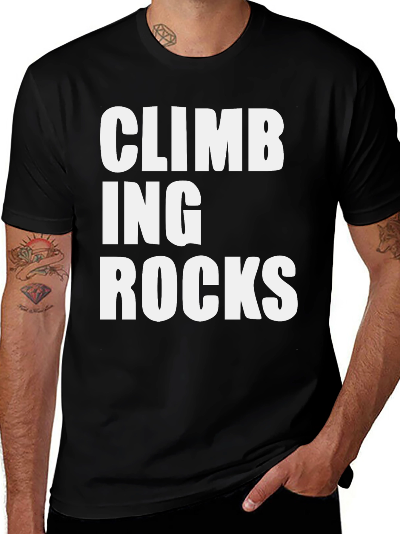 Variant 10 of Climbing Rocks Graphic Tee - Black Cotton T-Shirt