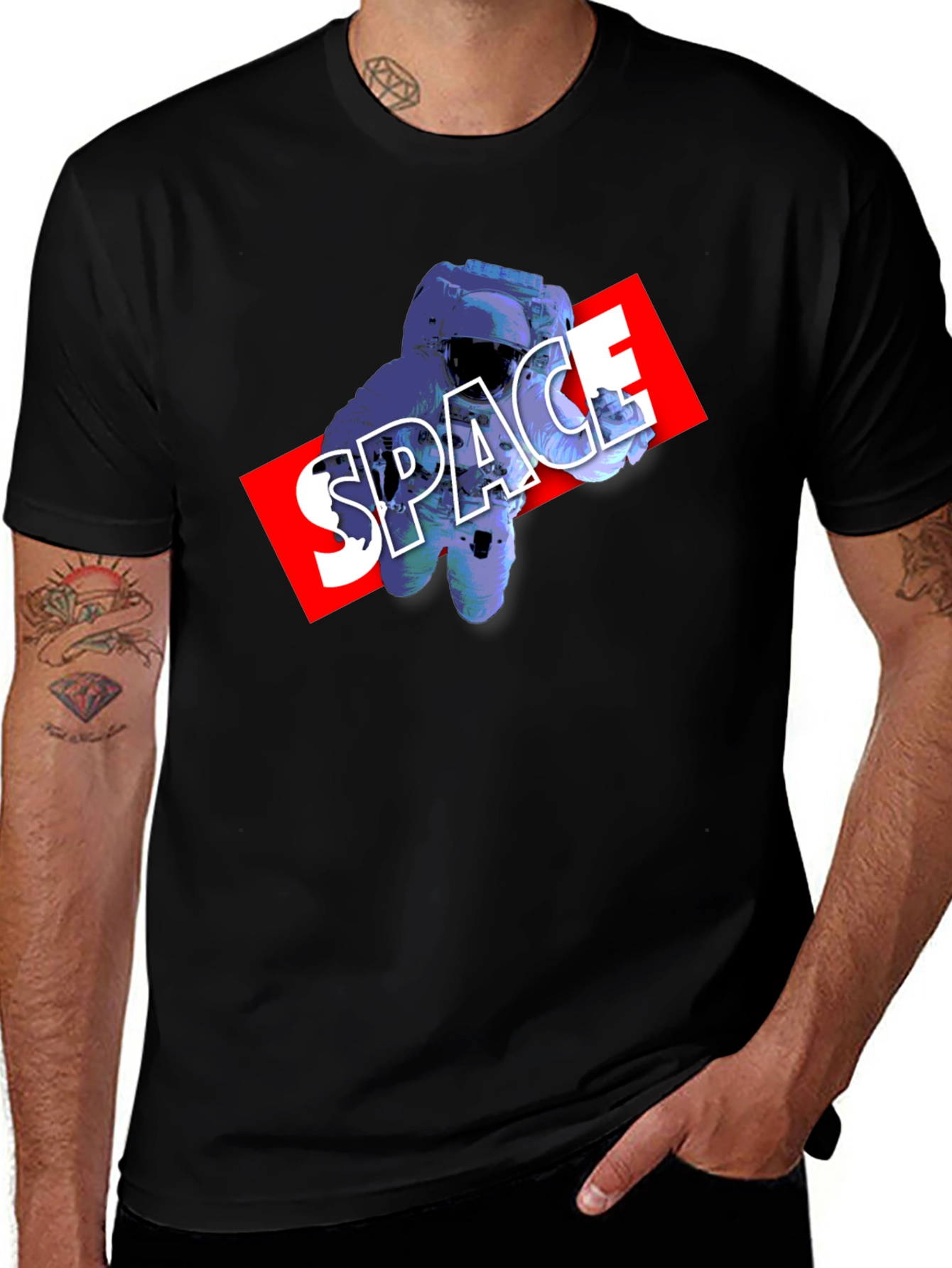 Space Astronaut Graphic Tee - Black