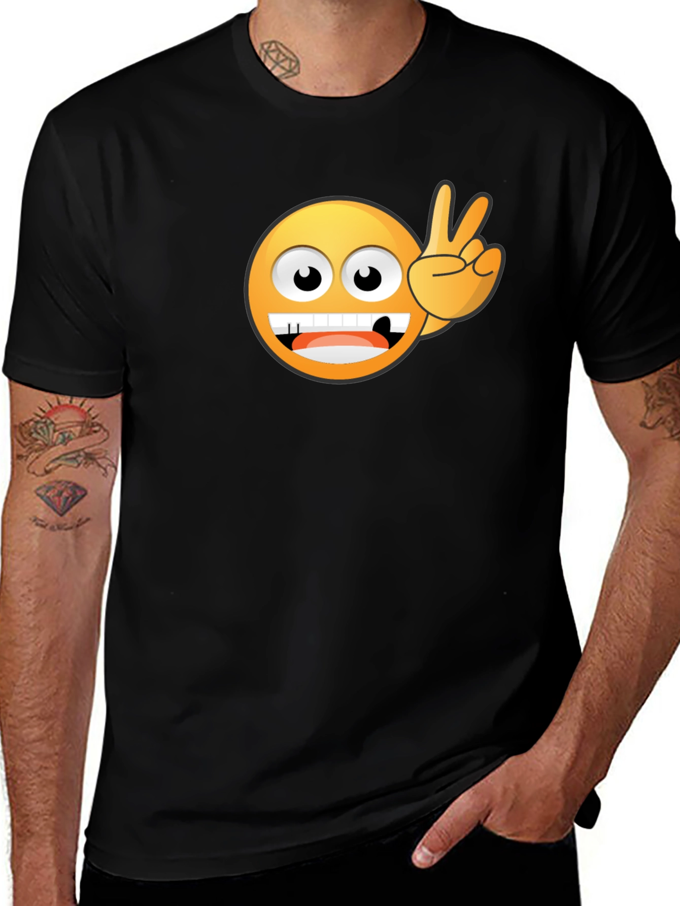 Variant 28 of Peace Out Emoji Black T-Shirt
