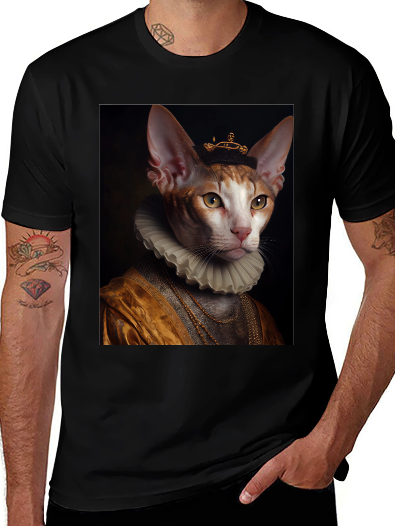 Variant 24 of Cat King Portrait T-Shirt - Unique Graphic Tee