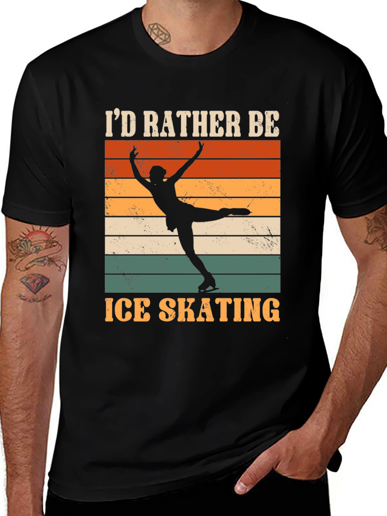 Variant 4 of Ice Skating Retro T-Shirt - I'd Rather Be Ice Skating