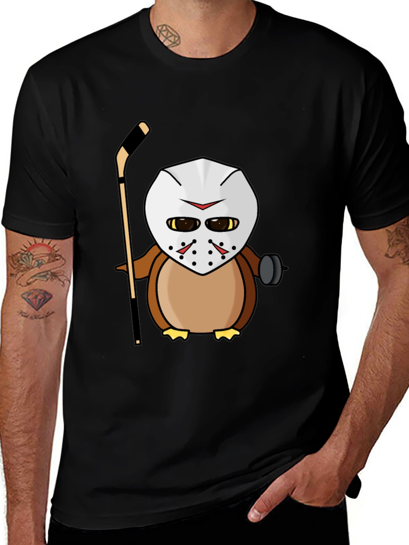 Variant 8 of Hockey Mask Owl T-Shirt - Unique Graphic Tee